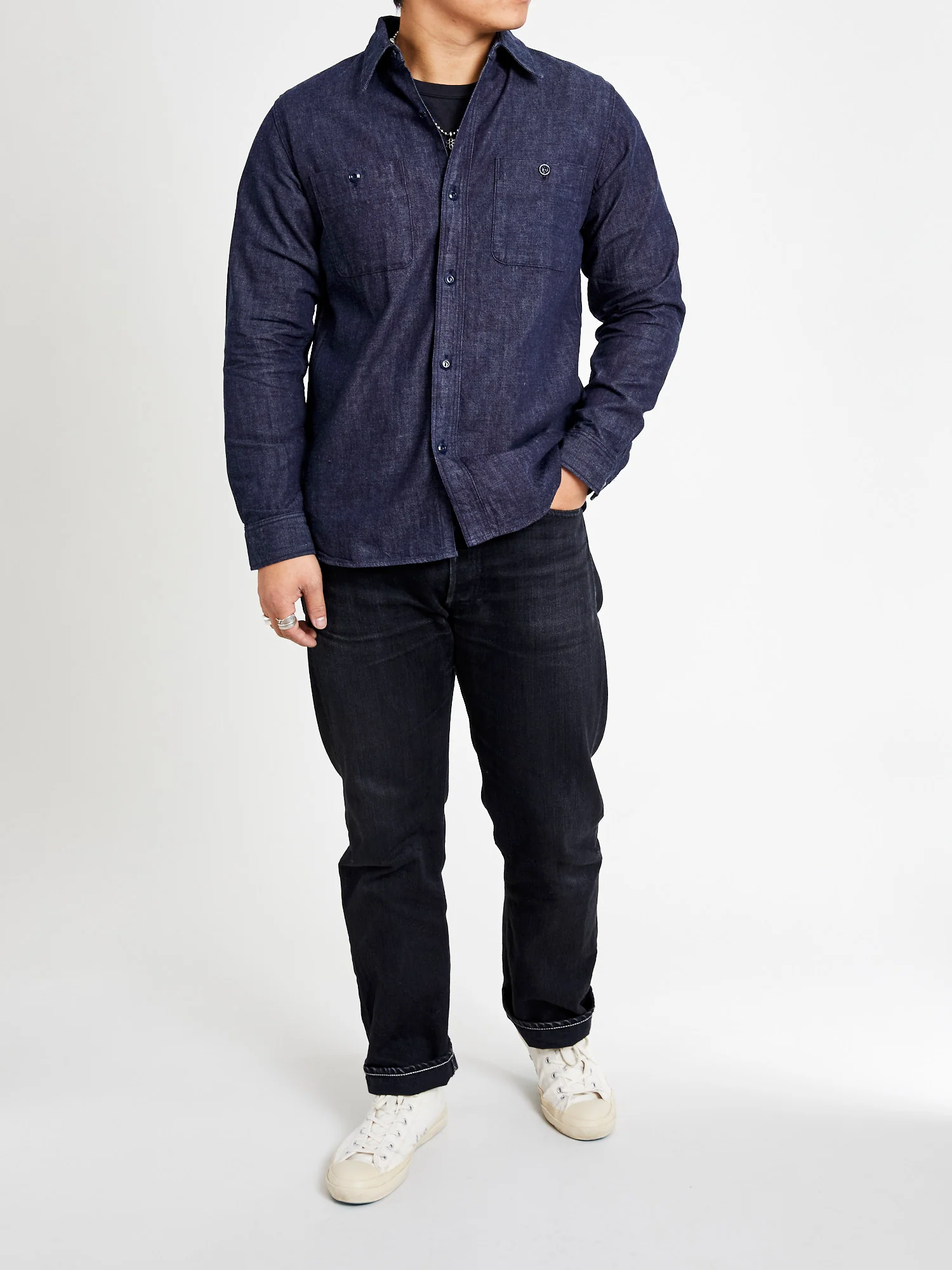 8oz Denim Work Shirt in Natural Indigo - Image 10