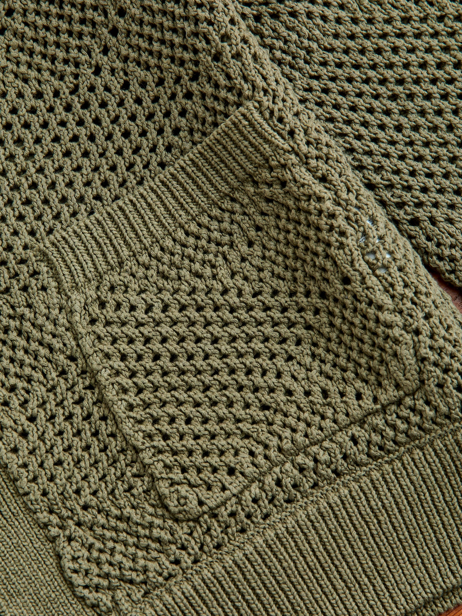 Argyle Mesh Cardigan in Olive - Image 4