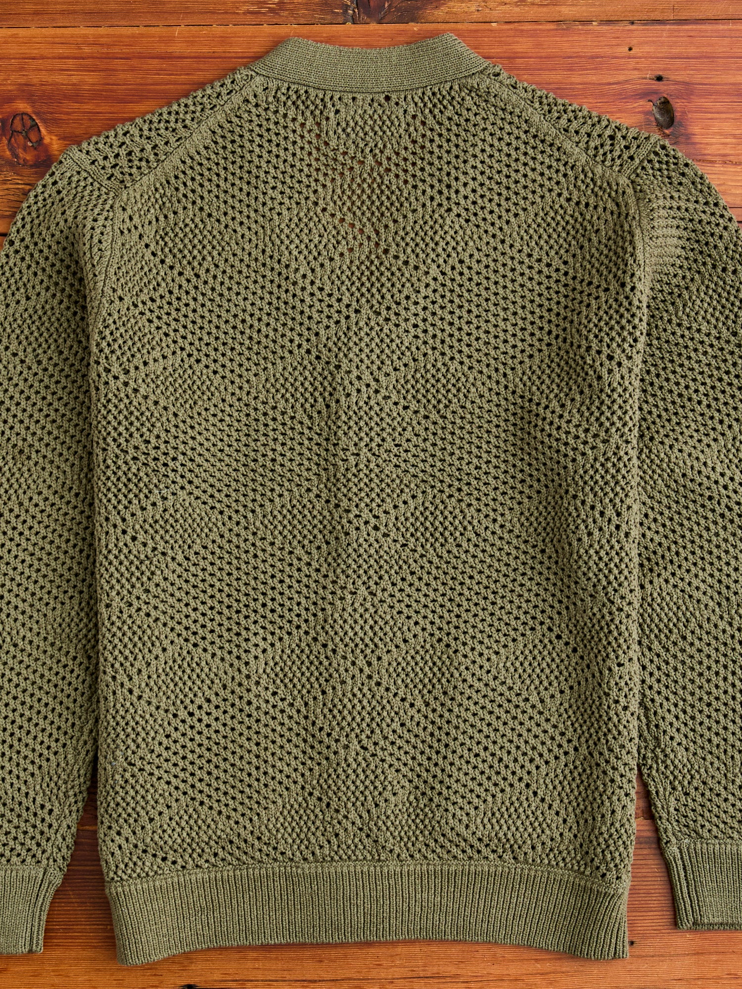 Argyle Mesh Cardigan in Olive - Image 9