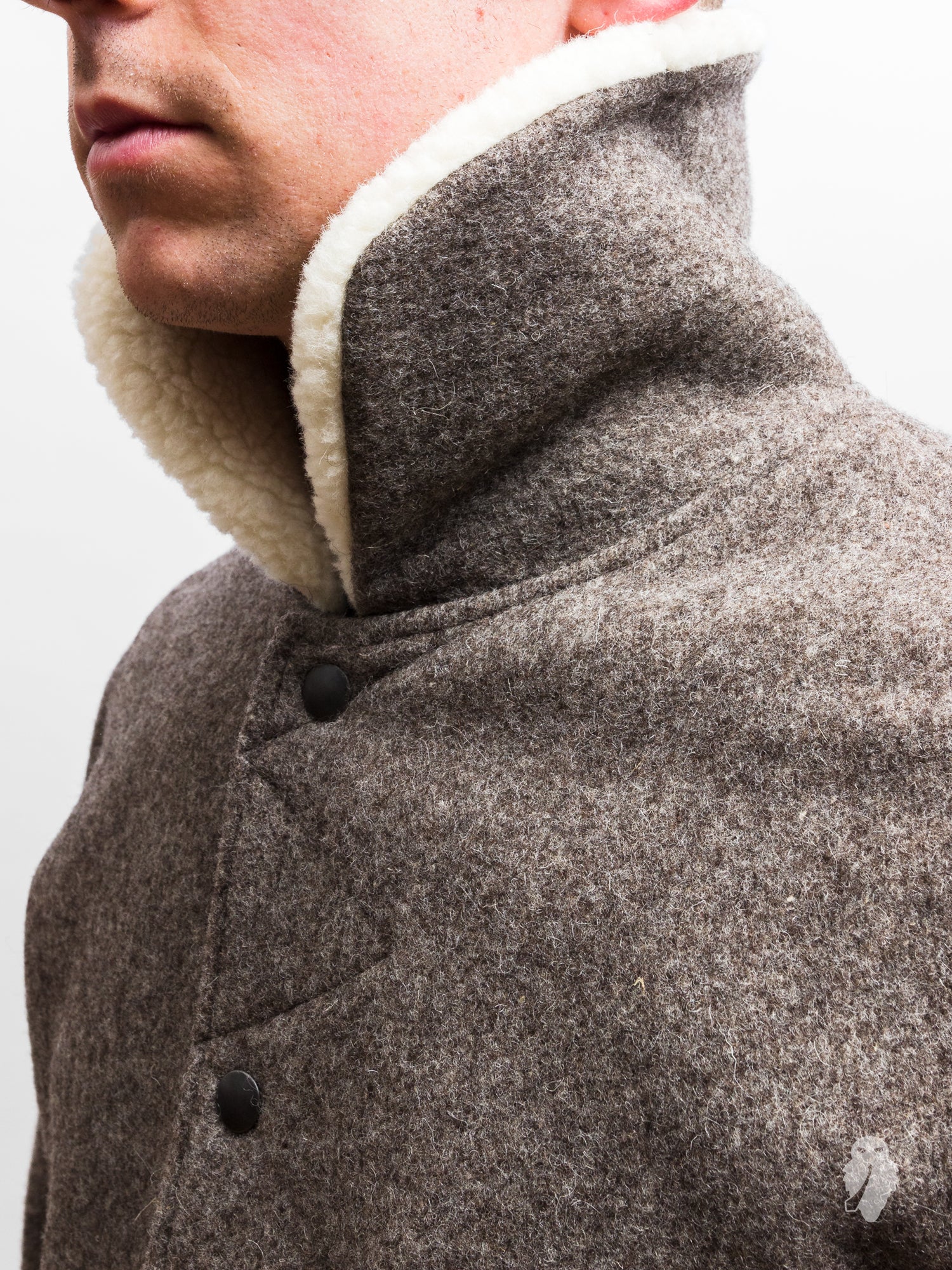 "Arpin" Sherpa Snap Jacket in Taupe - Image 4