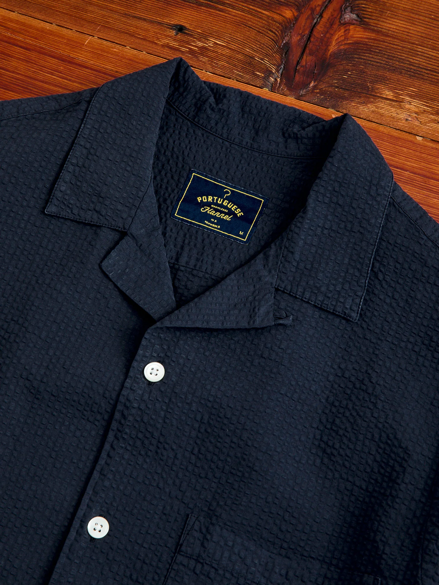 Atlantico Camp Collar Button-Up Shirt in Navy - Image 3