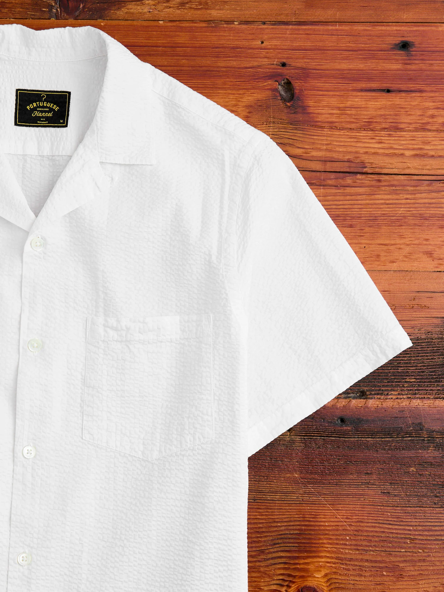 Atlantico Camp Collar Button-Up Shirt in White - Image 4