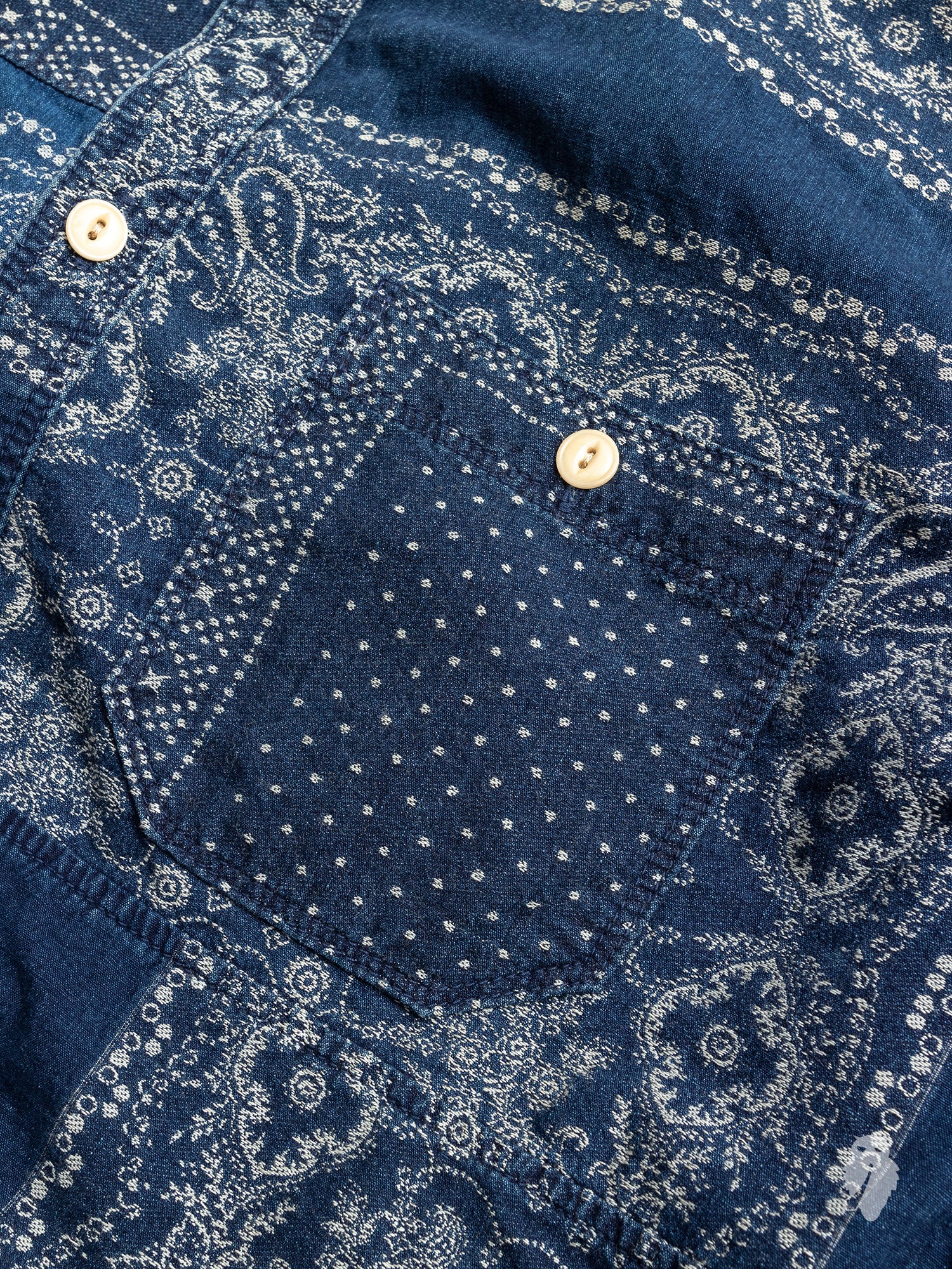 Bandana Ranru Button Down Shirt in Light Indigo - Image 4