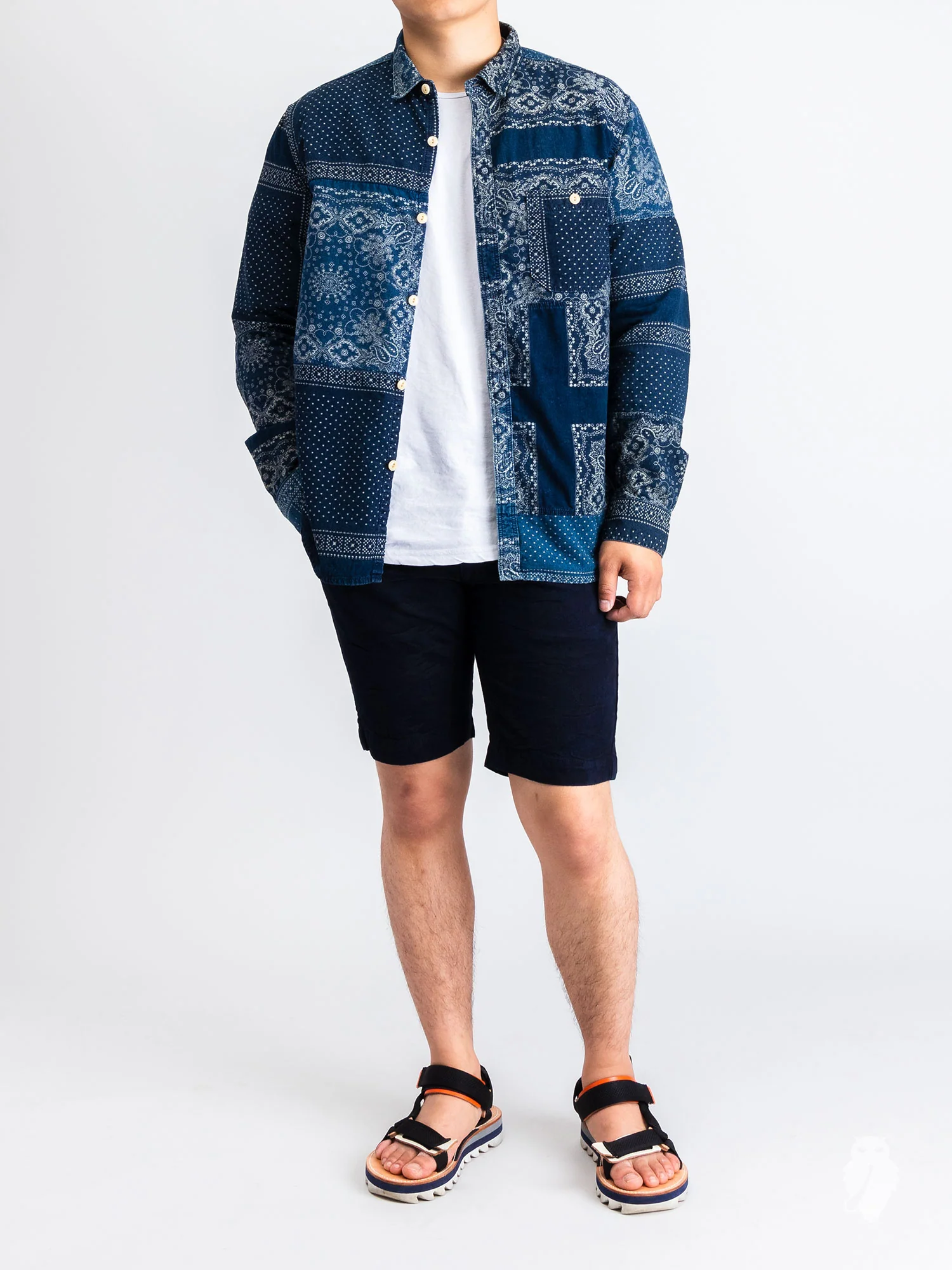 Bandana Ranru Button Down Shirt in Light Indigo - Image 9