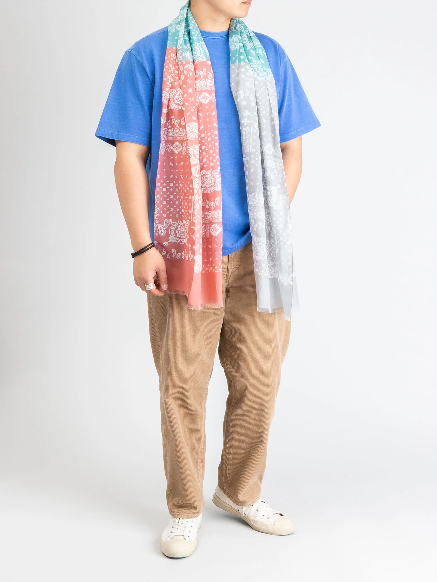 Bandana Silk Blend Scarf in Vintage Pastel - Image 5