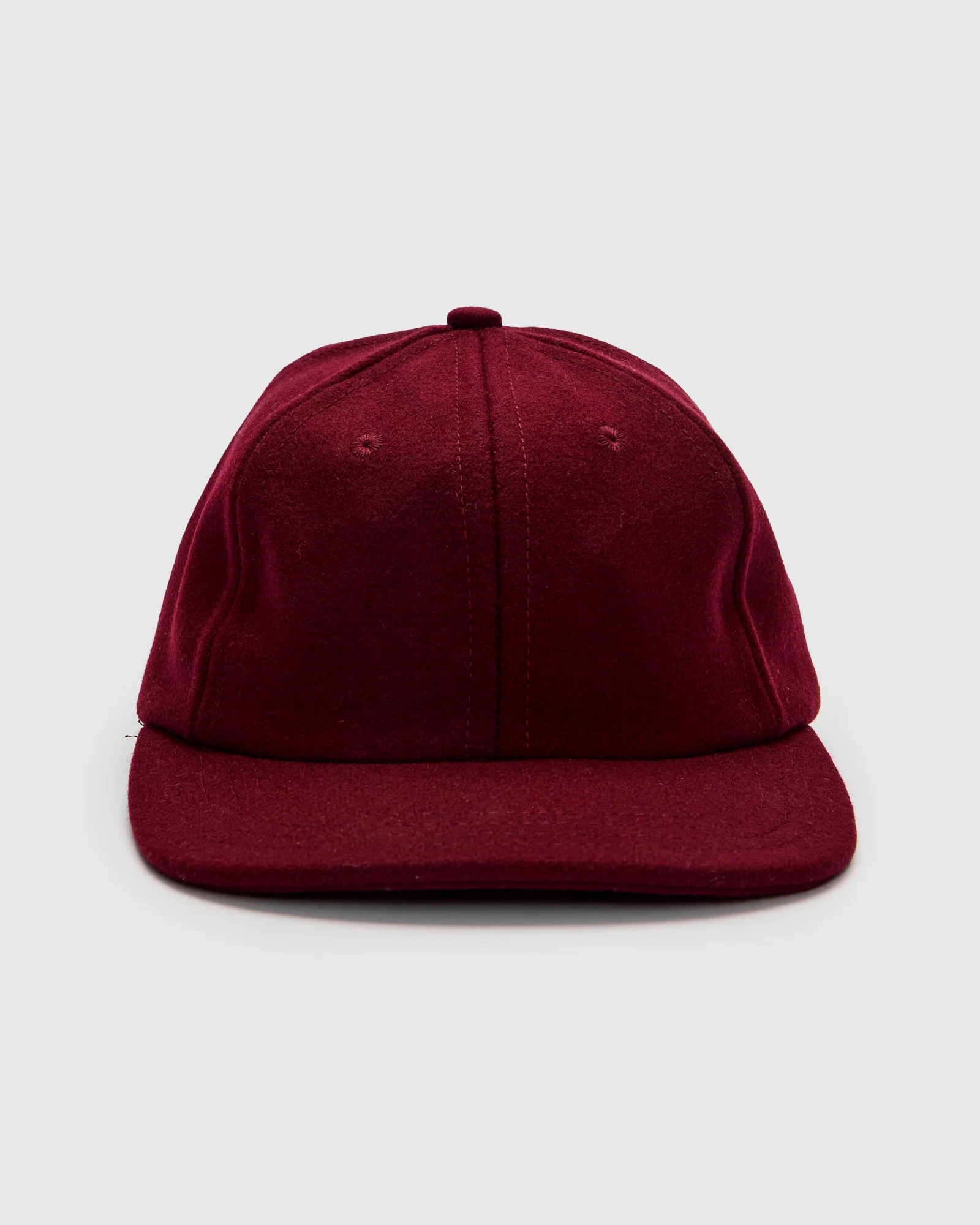 Baseball Hat in Burgundy Melton Wool - Image 3