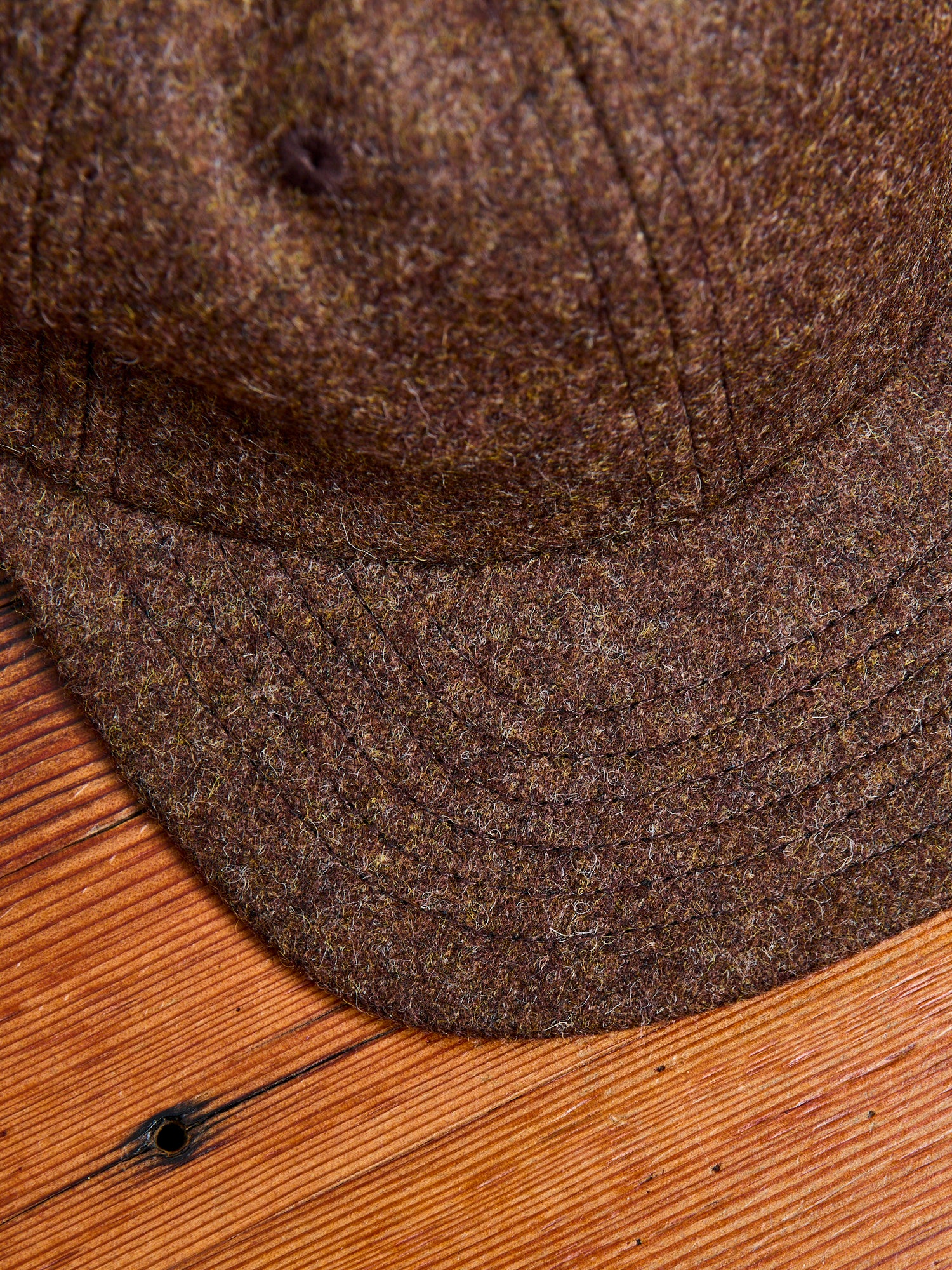 Baseball Hat in Medium Brown Wool - Image 4