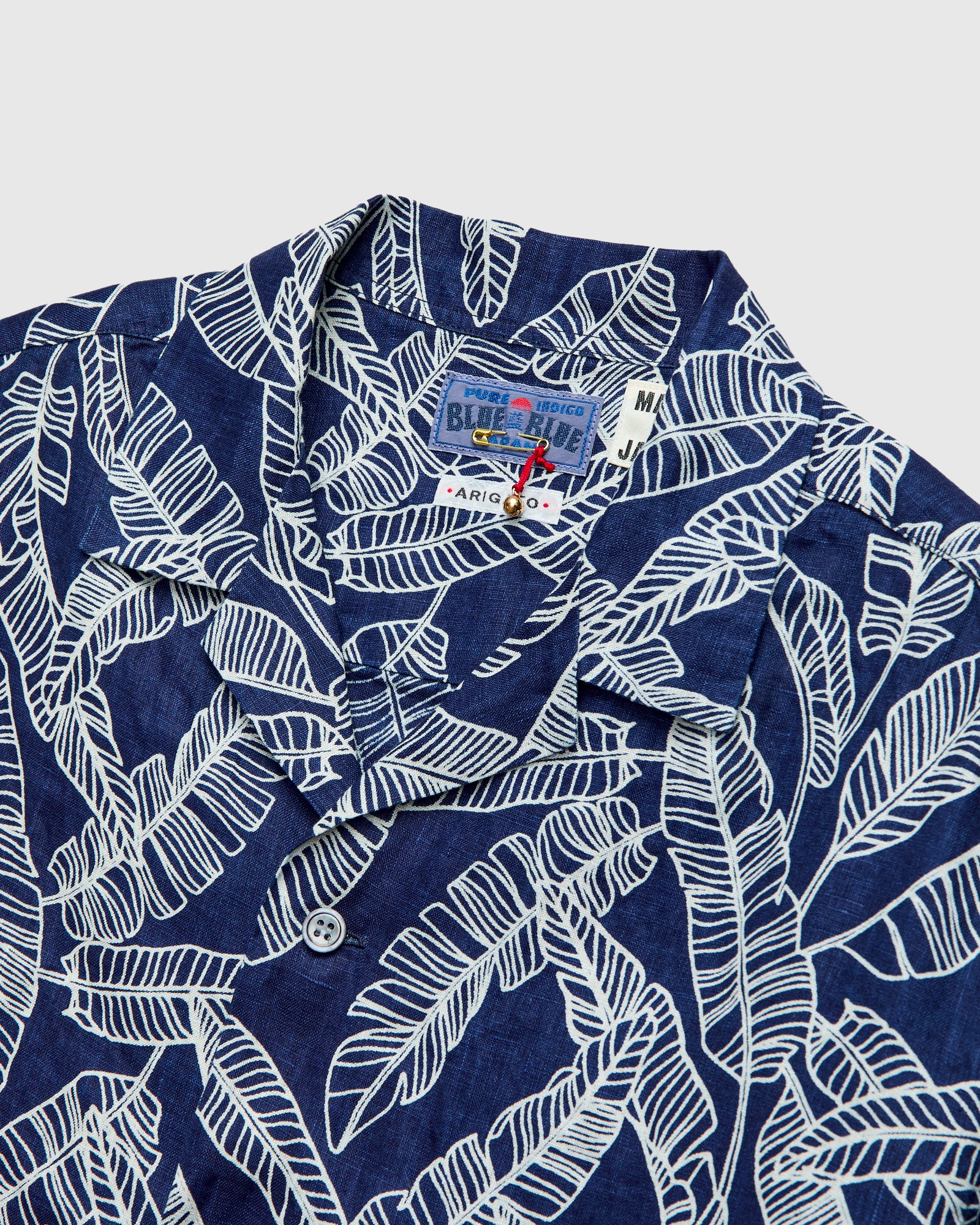 Bassen "Basho" Linen Aloha Shirt in Indigo - Image 3