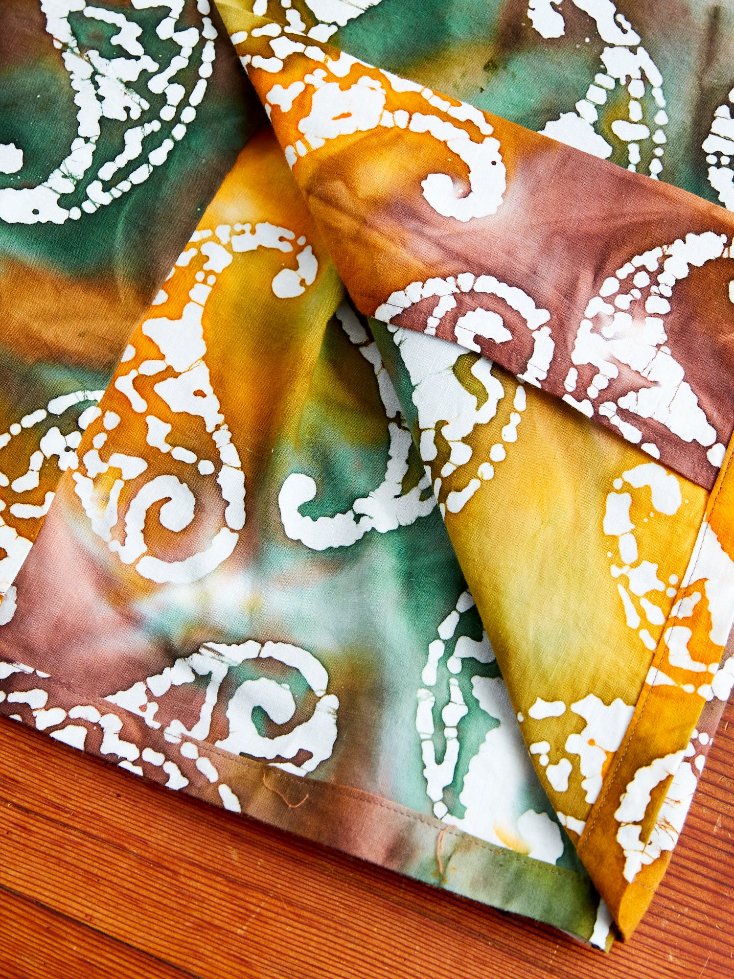 Batik Print Open Collar Shirt in Brown - Image 7