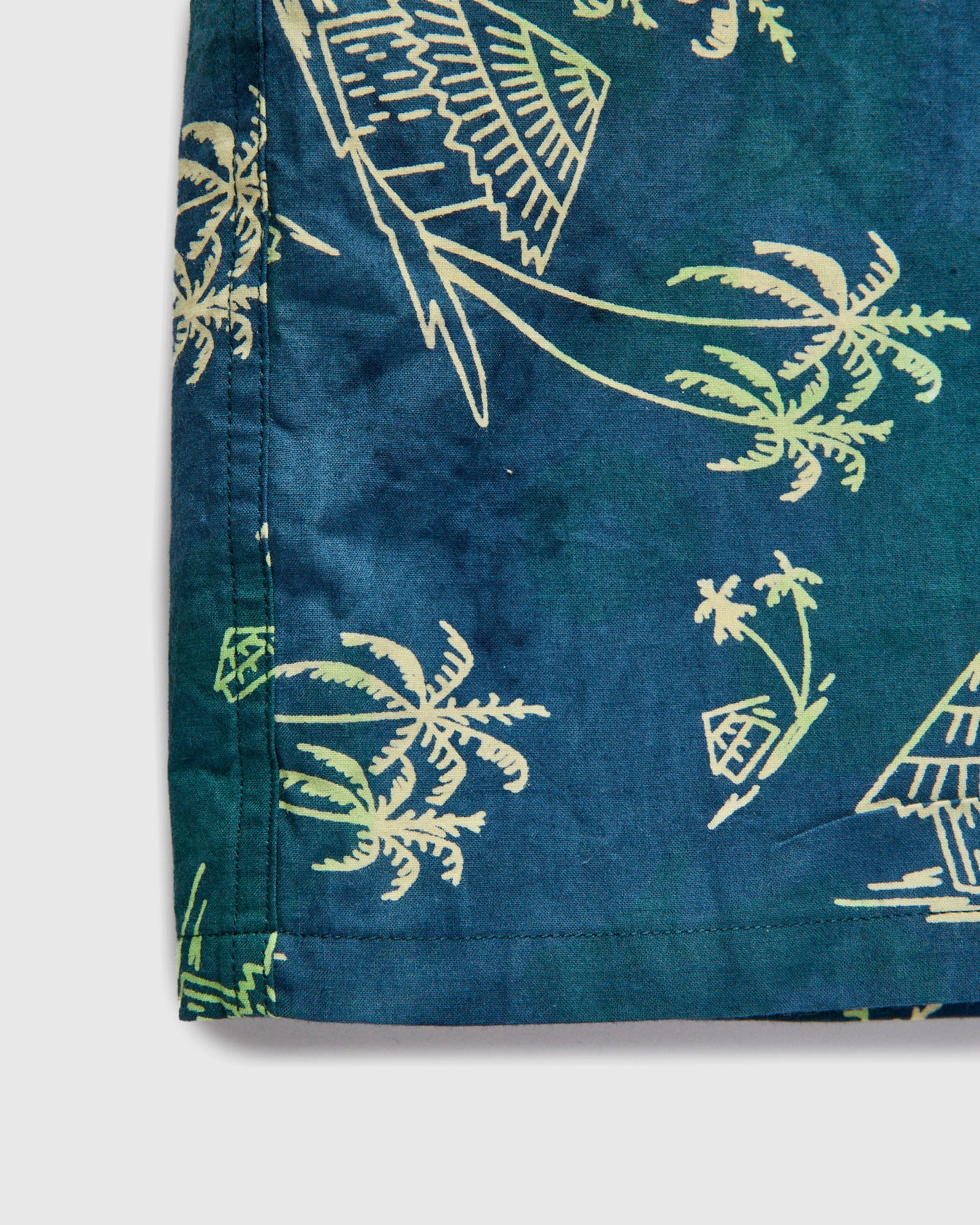 Batik Print Open Collar Shirt in Green Splash - Image 6