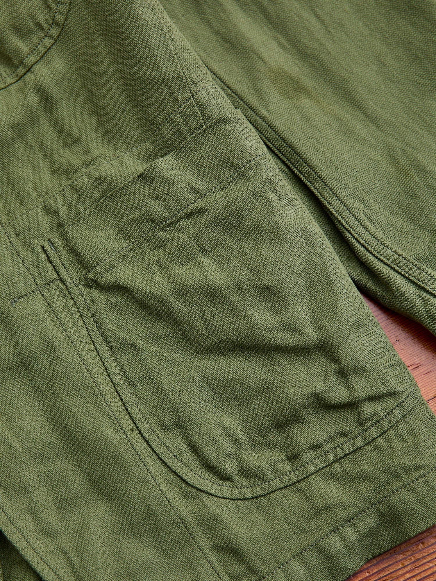 Bedford Jacket in Olive Cotton Hemp Satin - Image 5