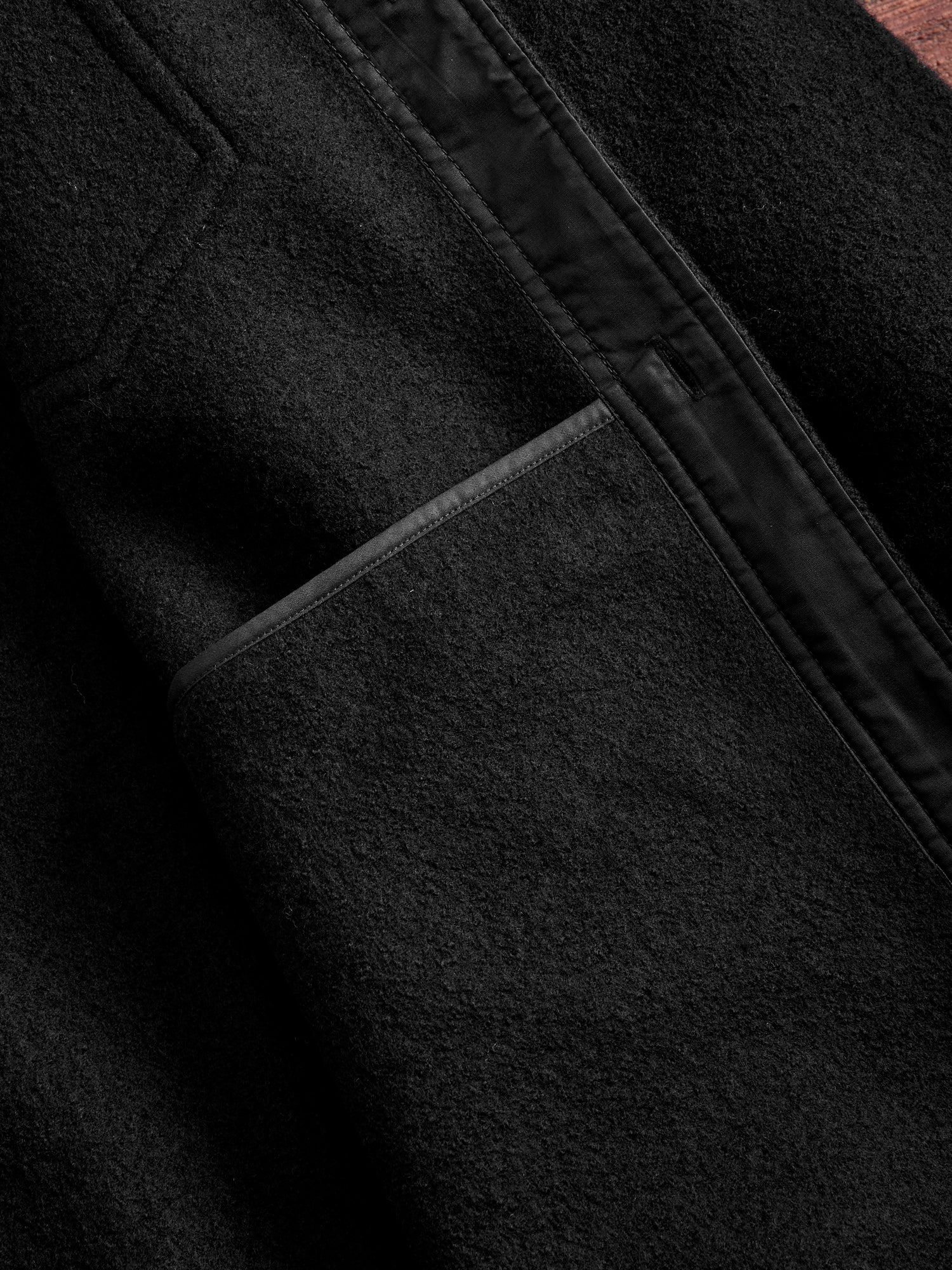 Boiled Wool Warden Overshirt in Black - Image 6