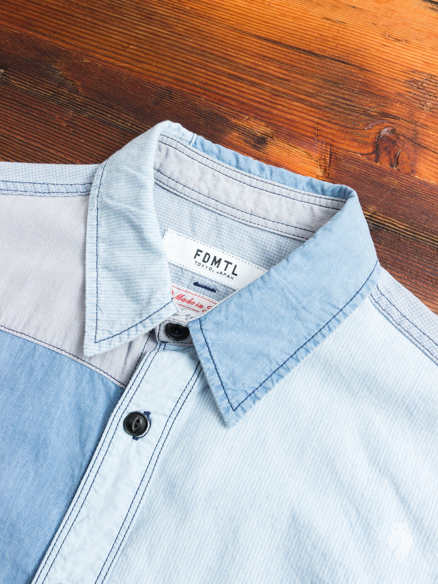Boro Repair Button-Up Shirt in Washed Indigo - Image 3