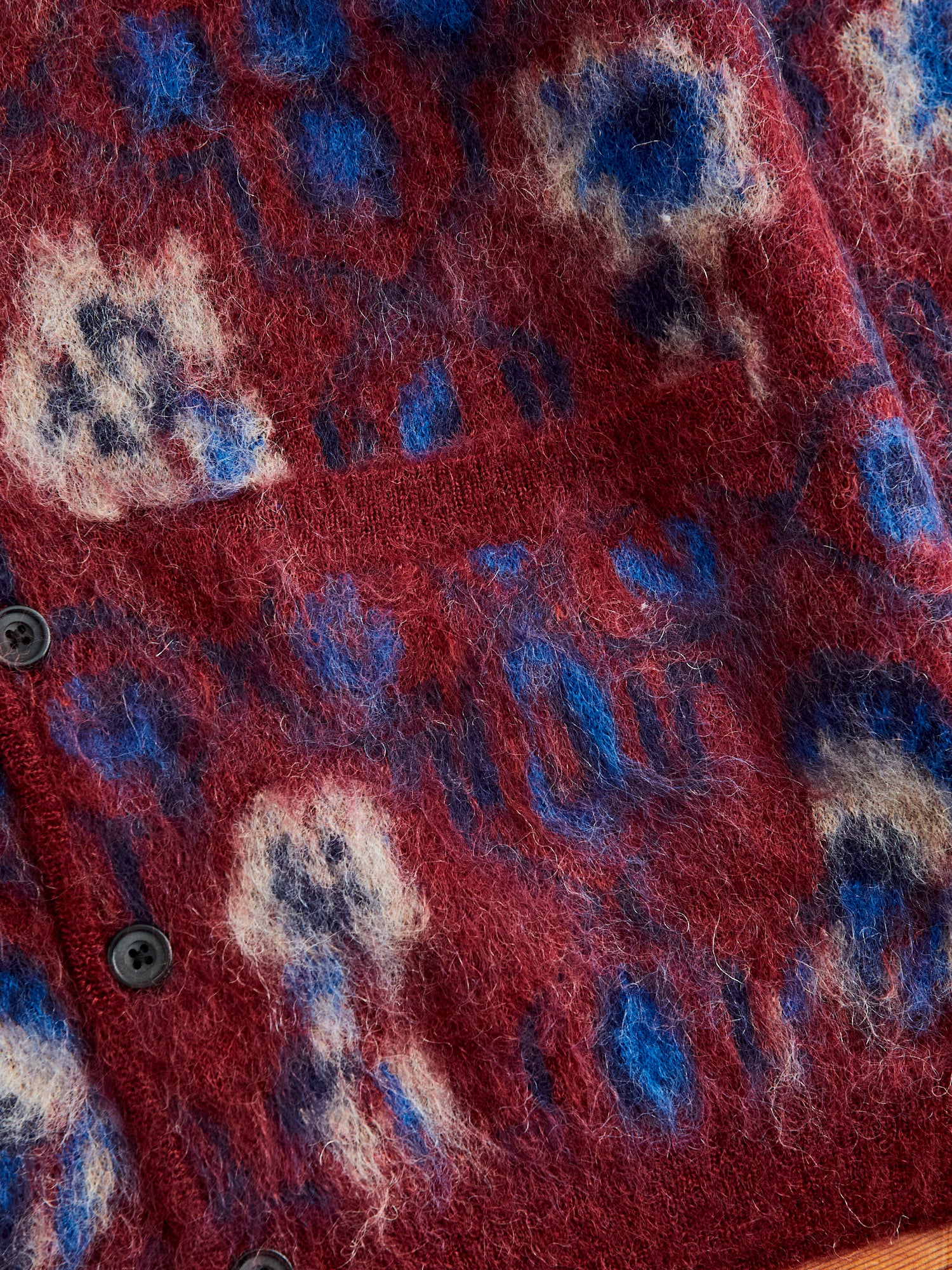 Botanical Pattern Jacquard Cardigan in Burgundy - Image 4