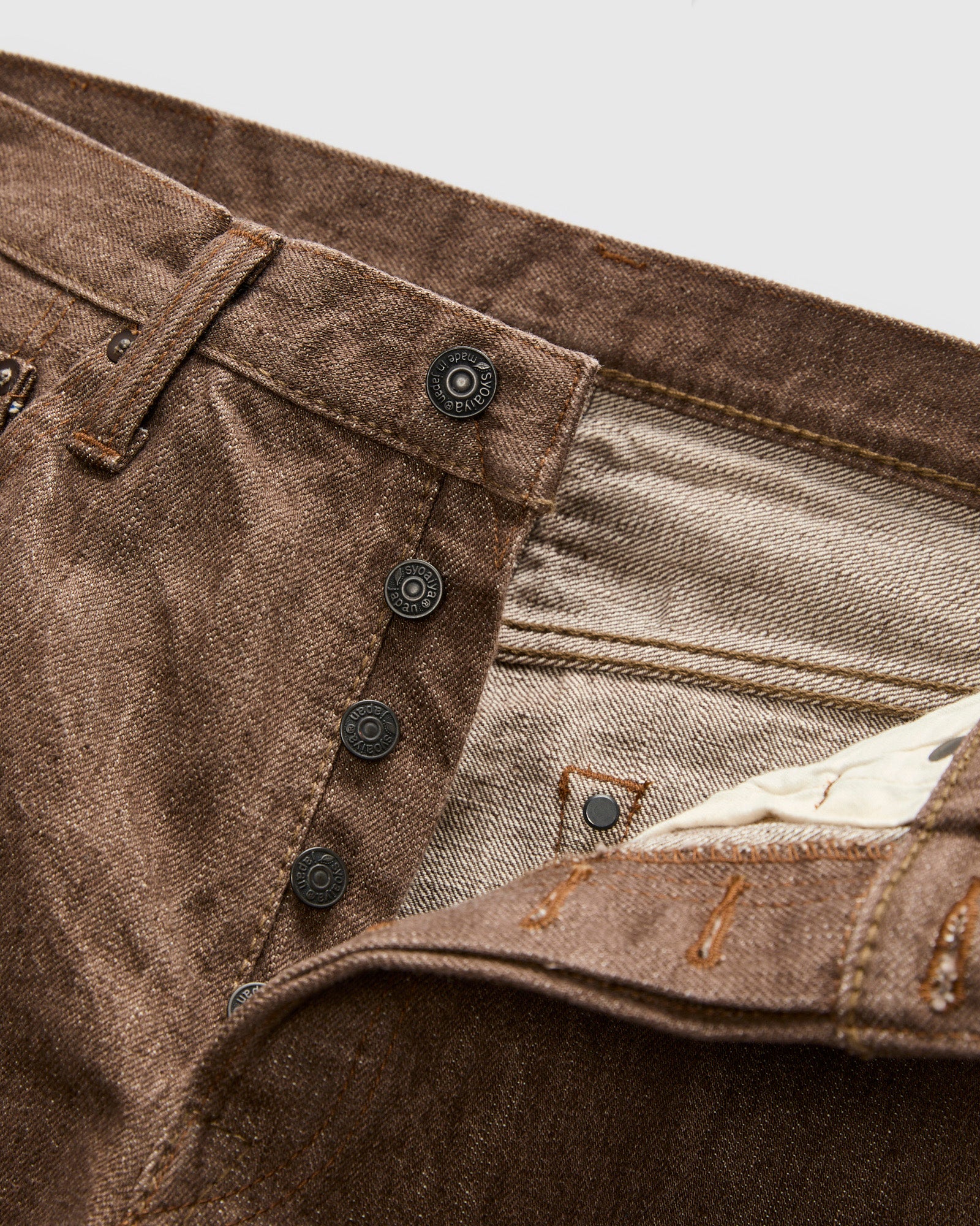 BR-14oz-005 "Sulfur Brown" 14oz Slub Selvedge Denim - Slim Straight Fit - Image 7