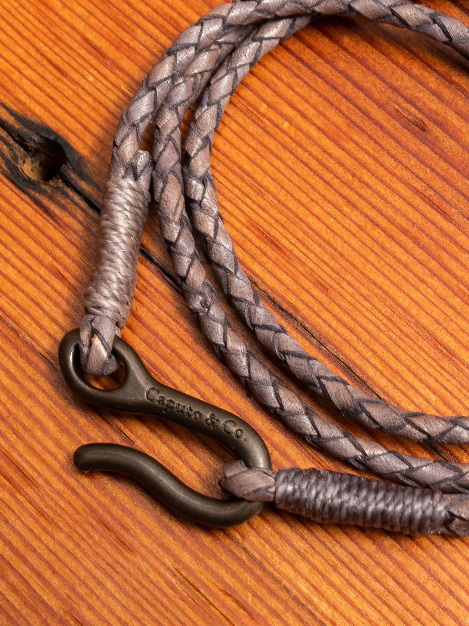 Braided Leather Triple Wrap Bracelet in Grey - Image 2