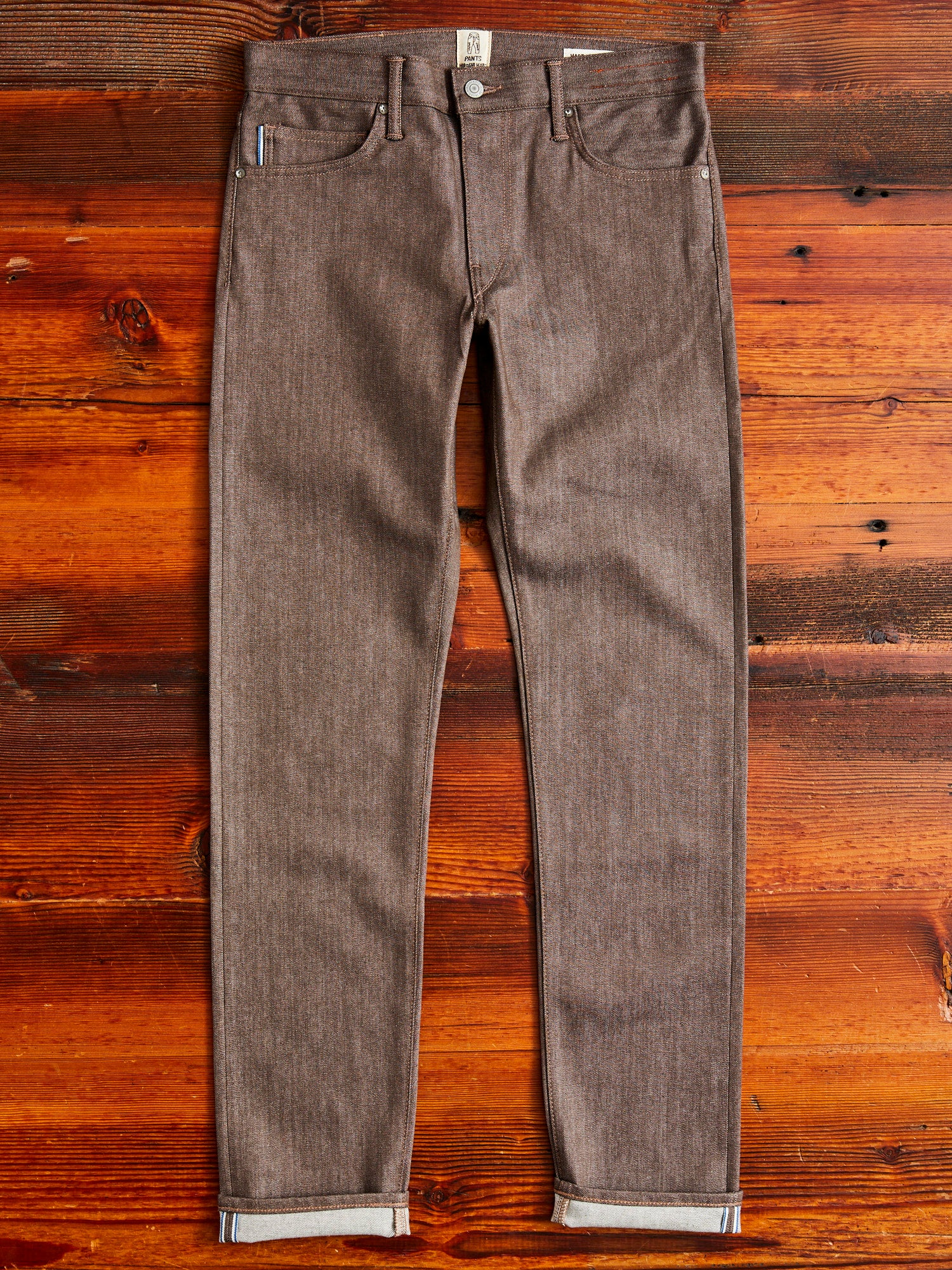 "Brown Raw" 10.5oz Stretch Selvedge Denim - Pen Slim - Image 5