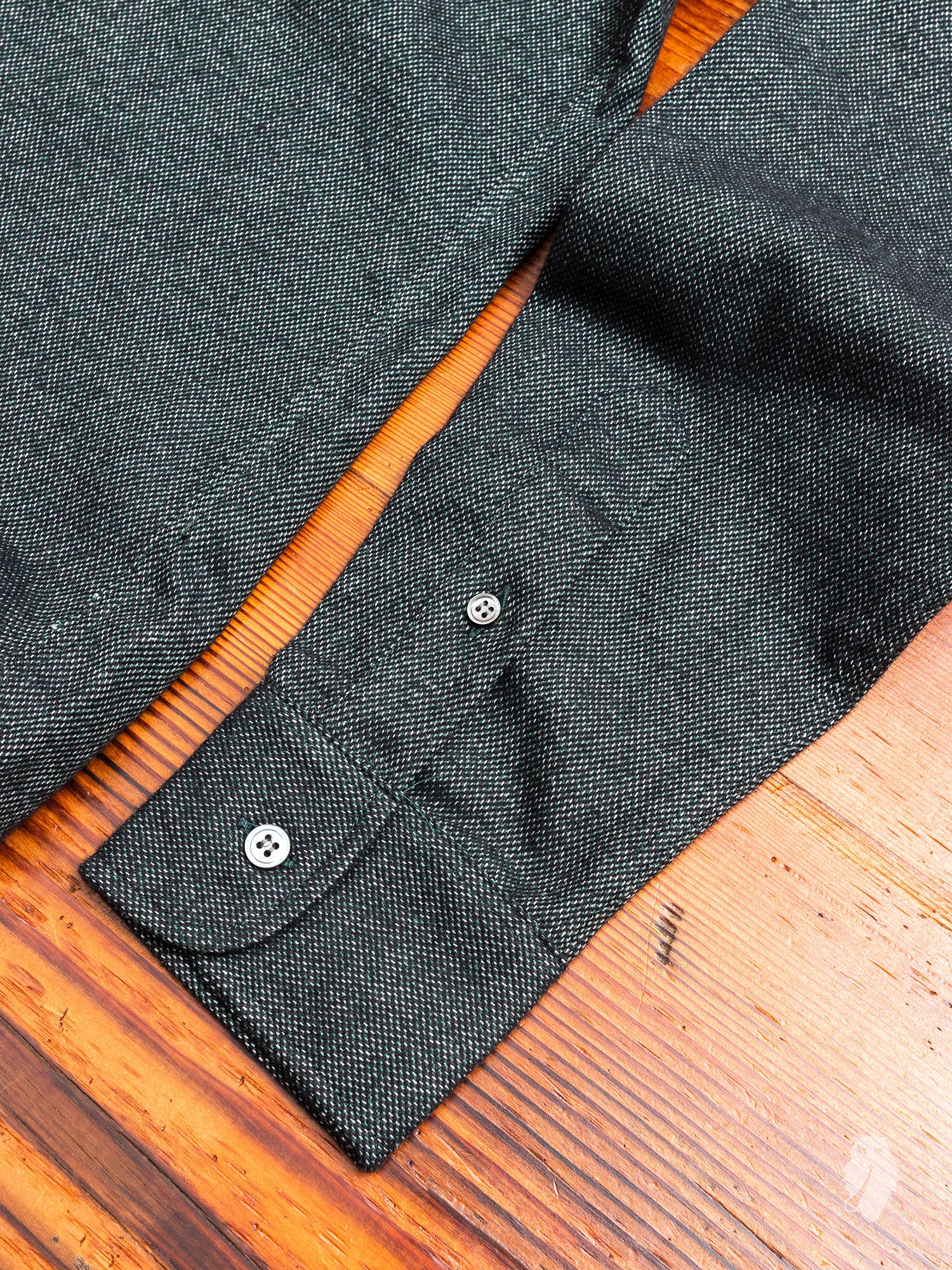Brushed Flannel Button-Down Shirt in Forest Green - Image 6