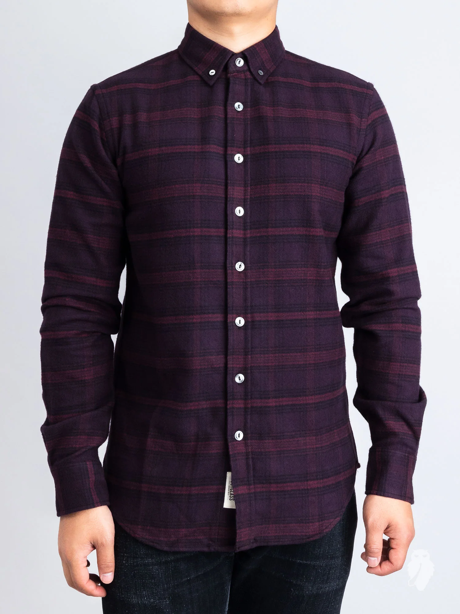 Brushed Flannel Button-Down Shirt in Maroon - Image 2