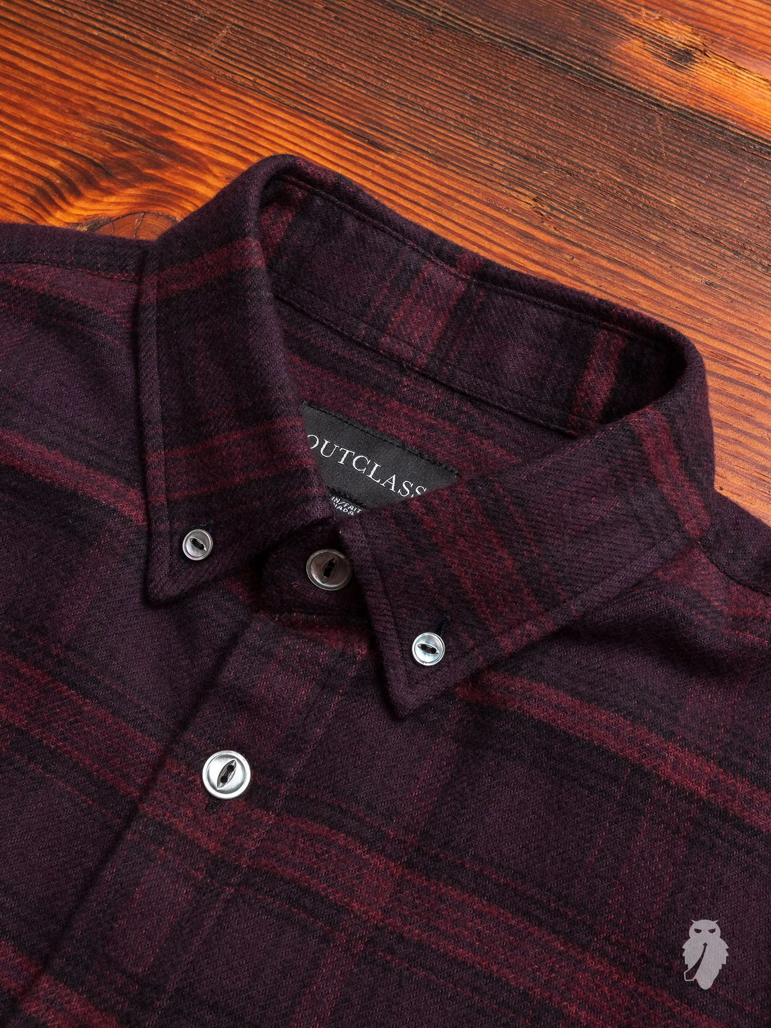 Brushed Flannel Button-Down Shirt in Maroon - Image 3