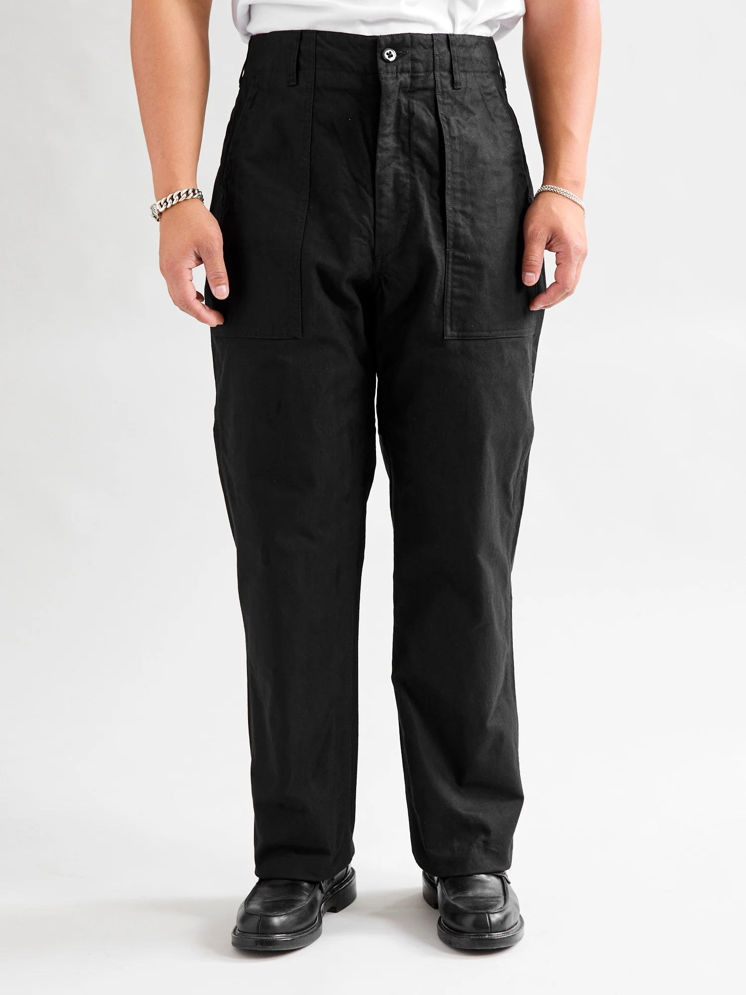 Brushed Herringbone Fatigue Pants in Black - Image 2