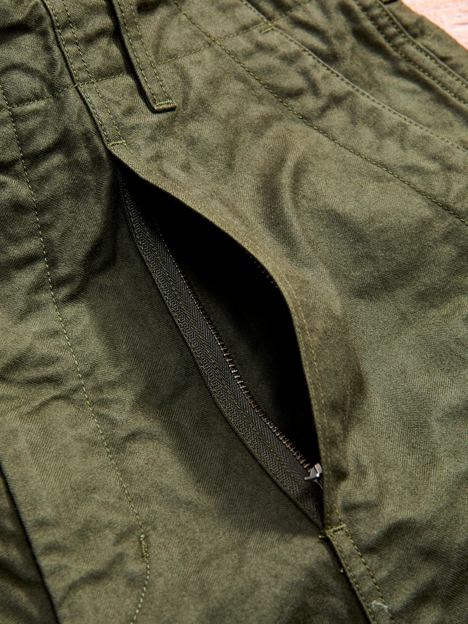 Brushed Herringbone Fatigue Pants in Olive - Image 7