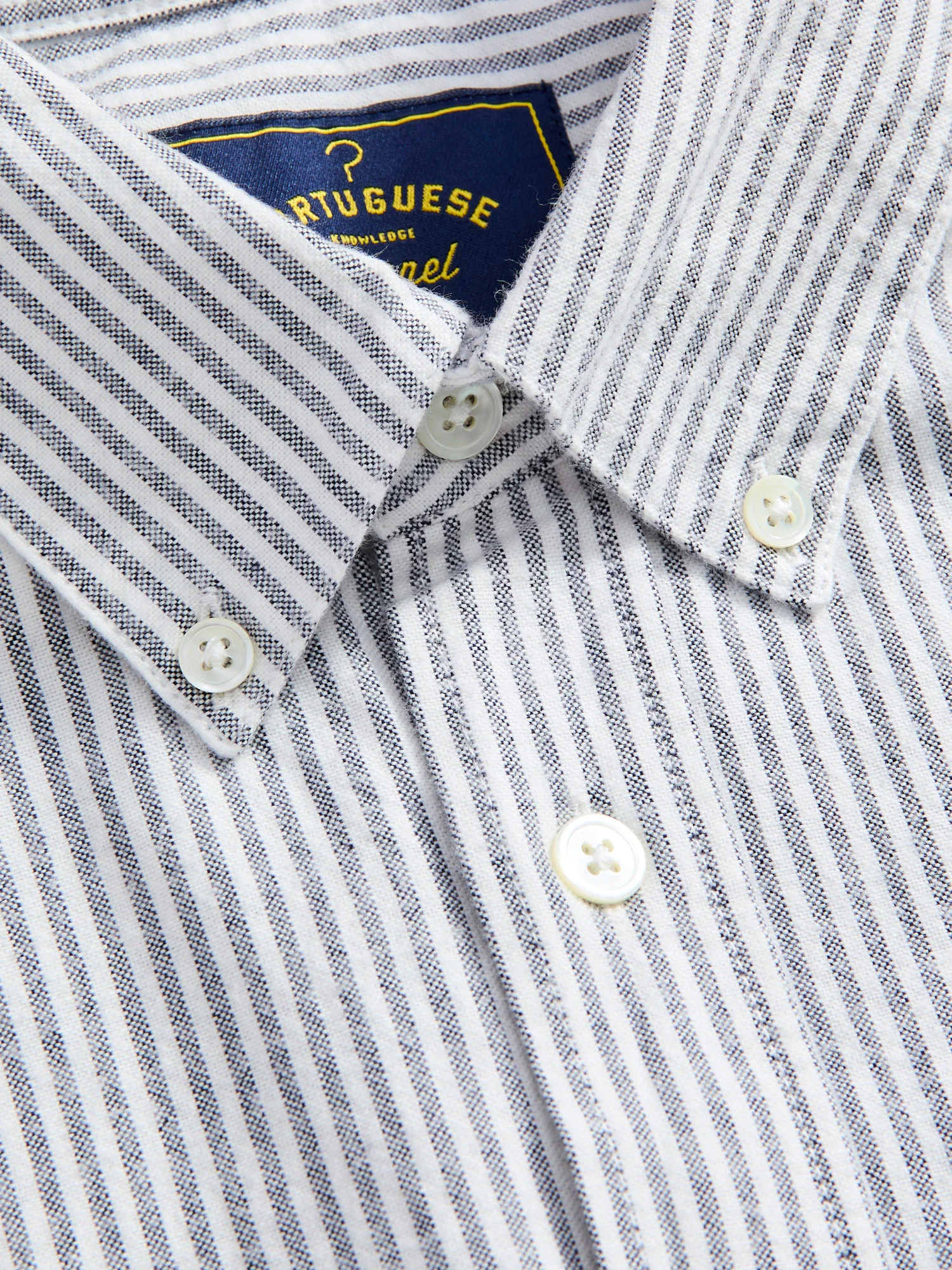 Brushed Oxford Stripe Button-Up Shirt in Blue - Image 4