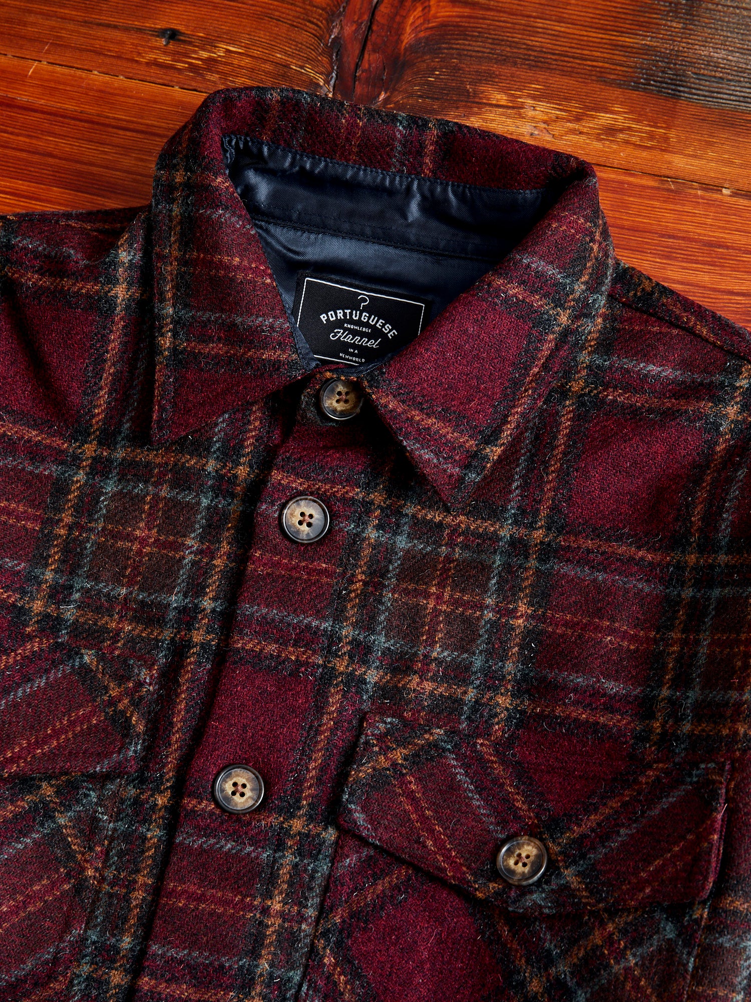 Burgundy Check Overshirt in Vulpes - Image 3
