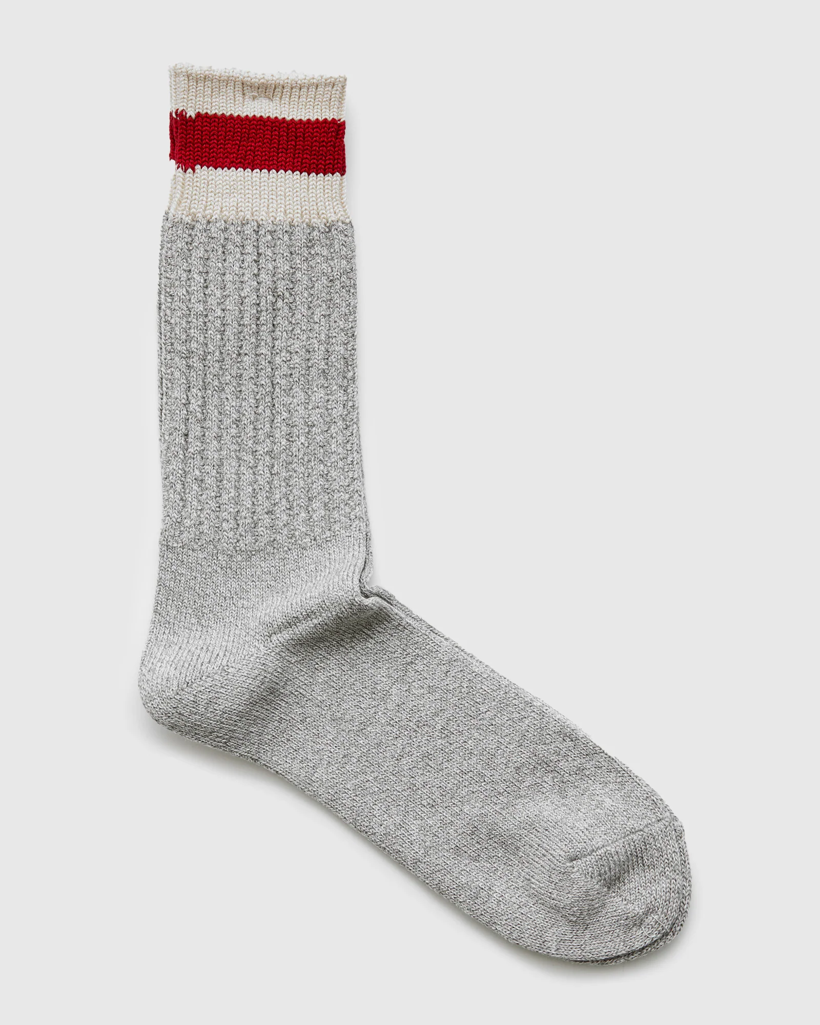 Cabin Stripe Crew Sock in Light Grey - Image 2