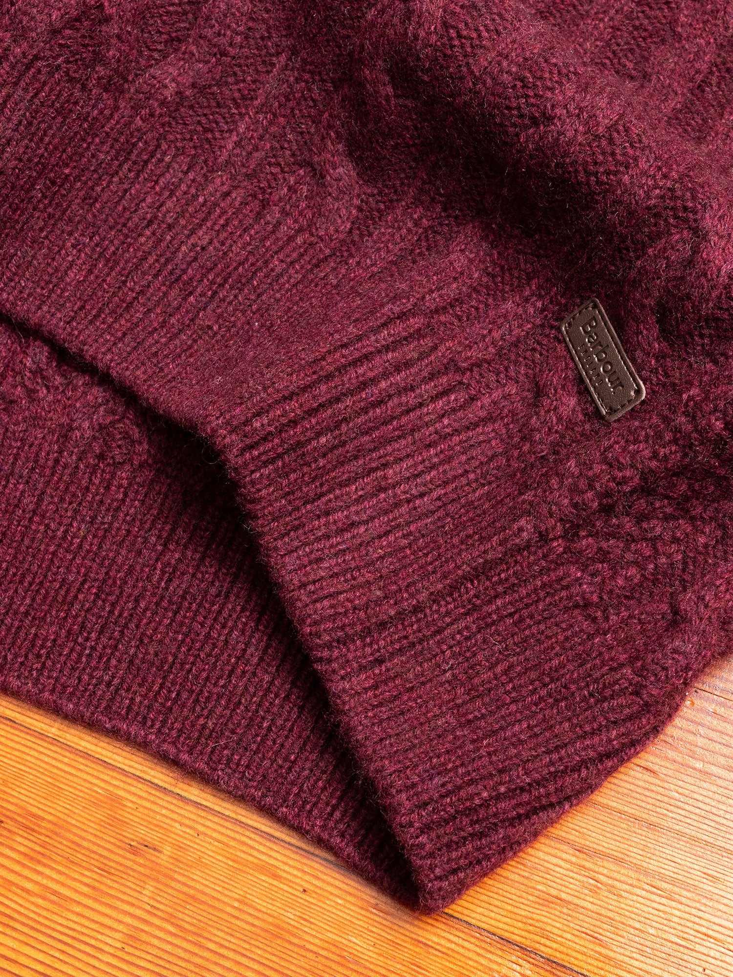 Chunky Cable Crew Sweater in Merlot - Image 5