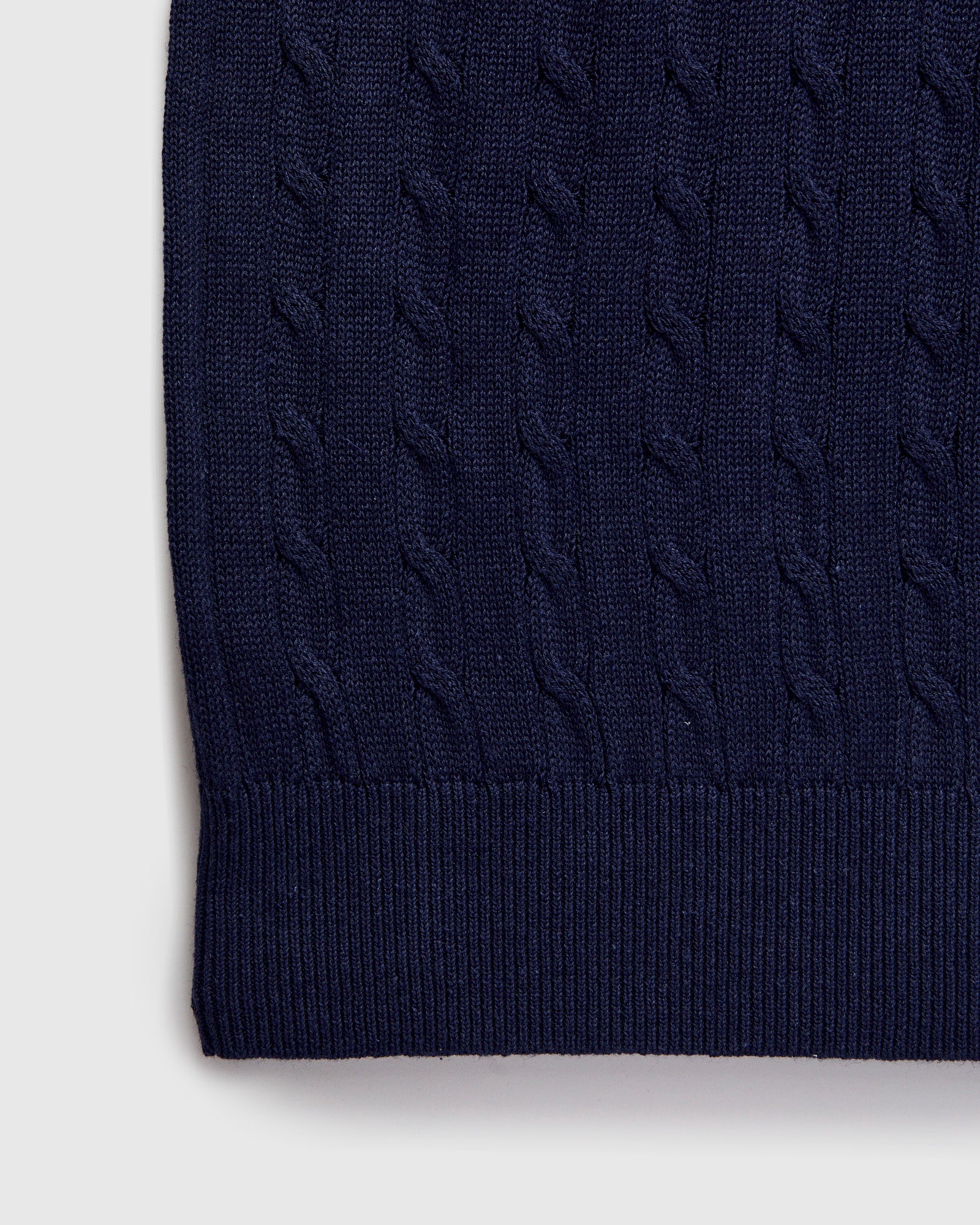 Cable Knit Polo Short Sleeve Sweater in Navy - Image 5