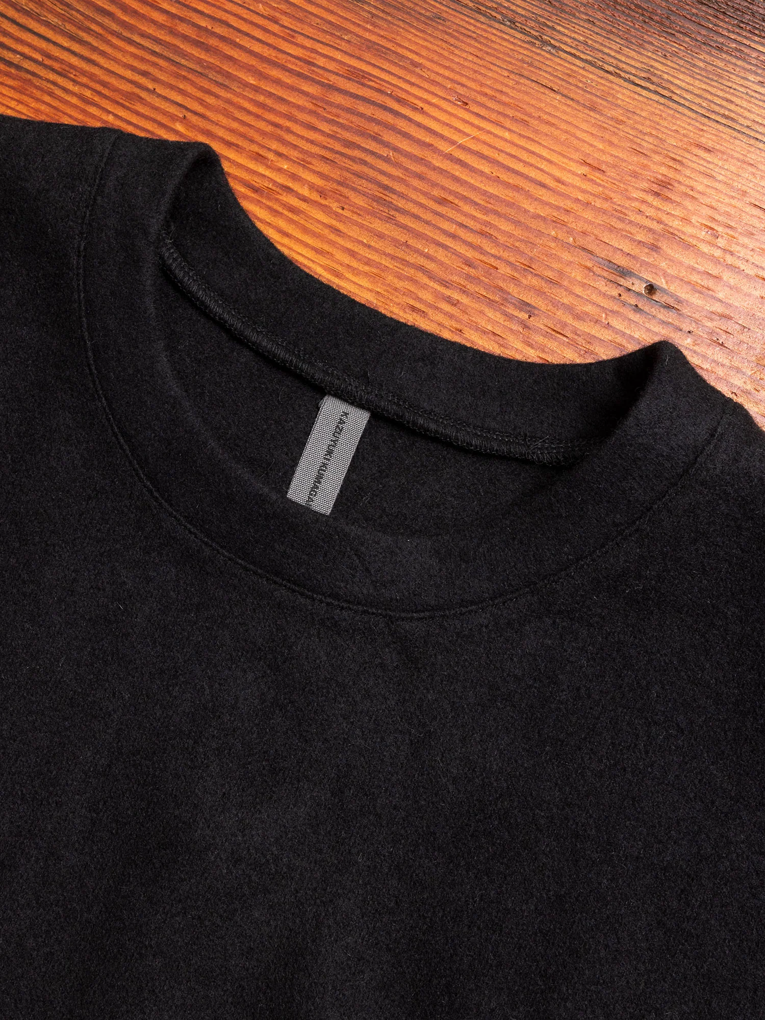 Cashmere Flannel Relaxed Crewneck Sweater in Black - Image 3