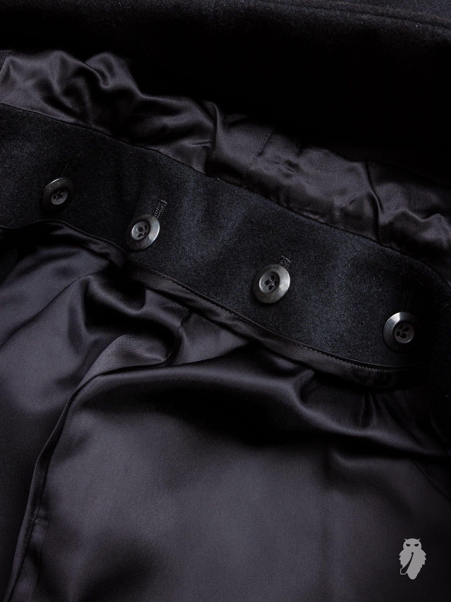 Cashmere Melton Hooded Chesterfield Coat in Black - Image 10