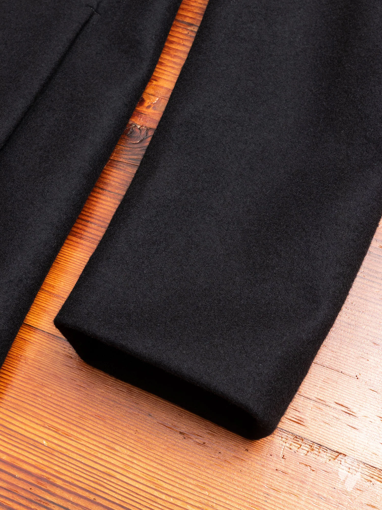 Cashmere Melton Stand Collar Coat in Black - Image 5