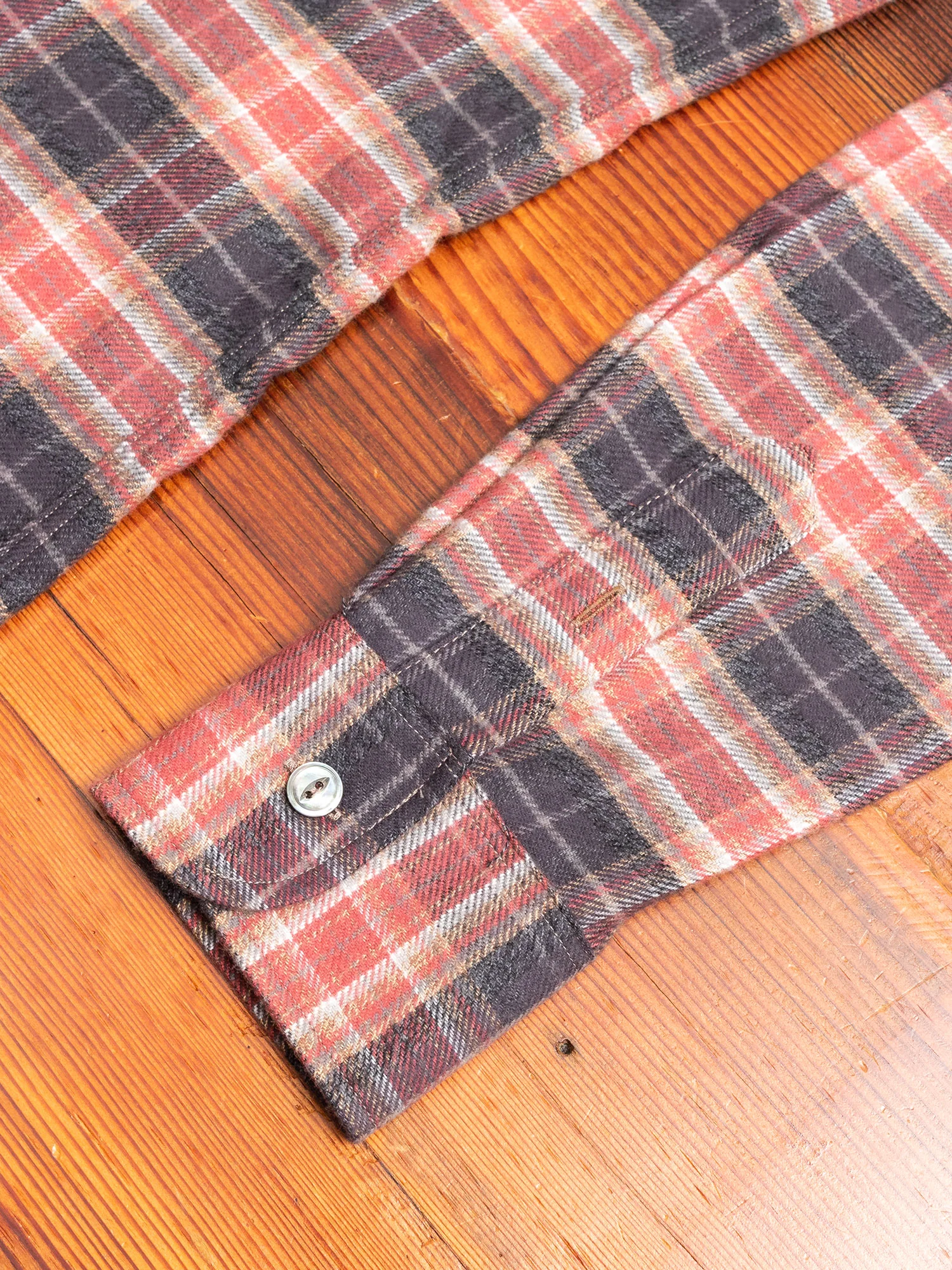 Check Flannel Button-Down Shirt in Brick - Image 10