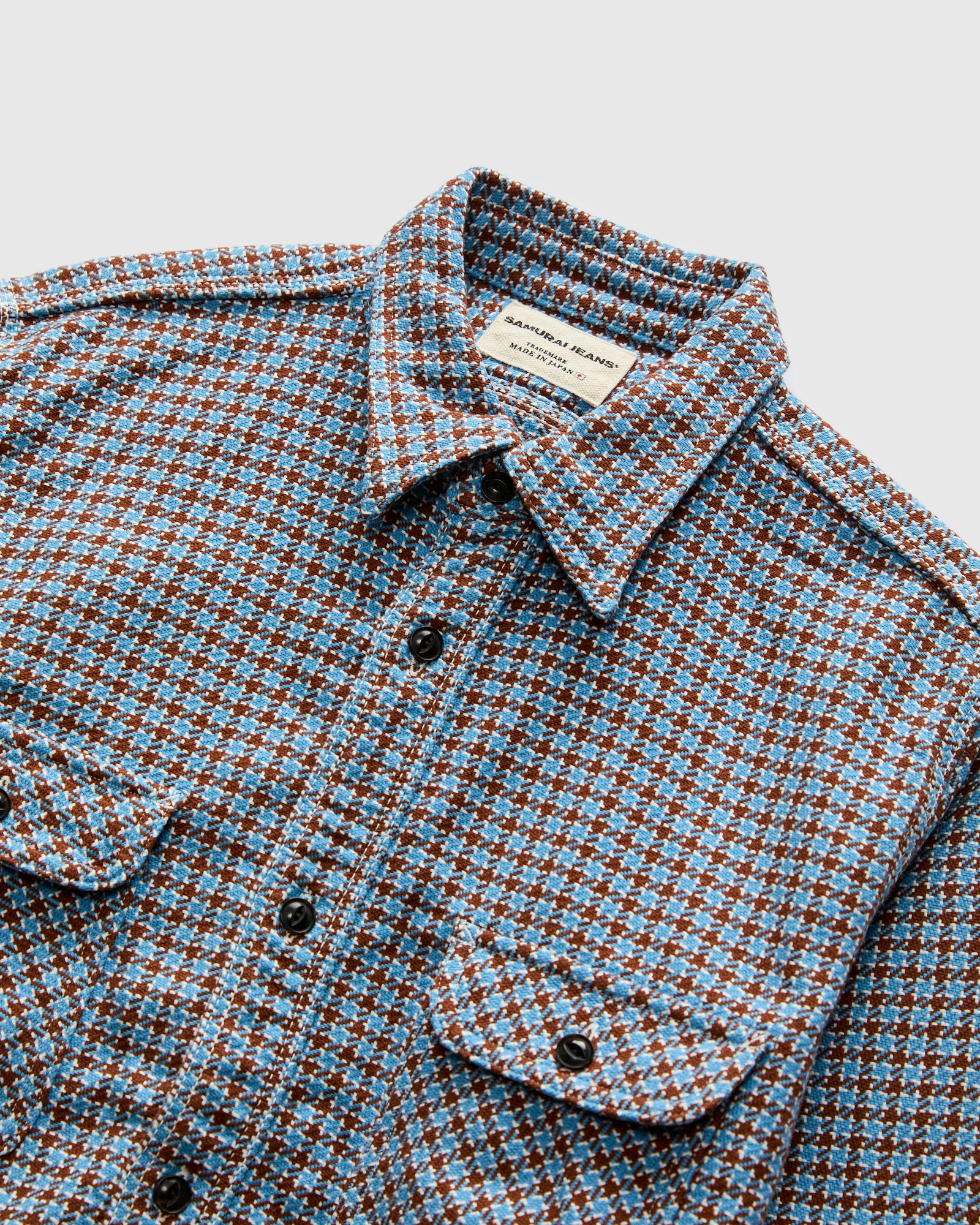 "Cheese Indigo" Heavyweight Flannel Shirt in Light Blue - Image 4