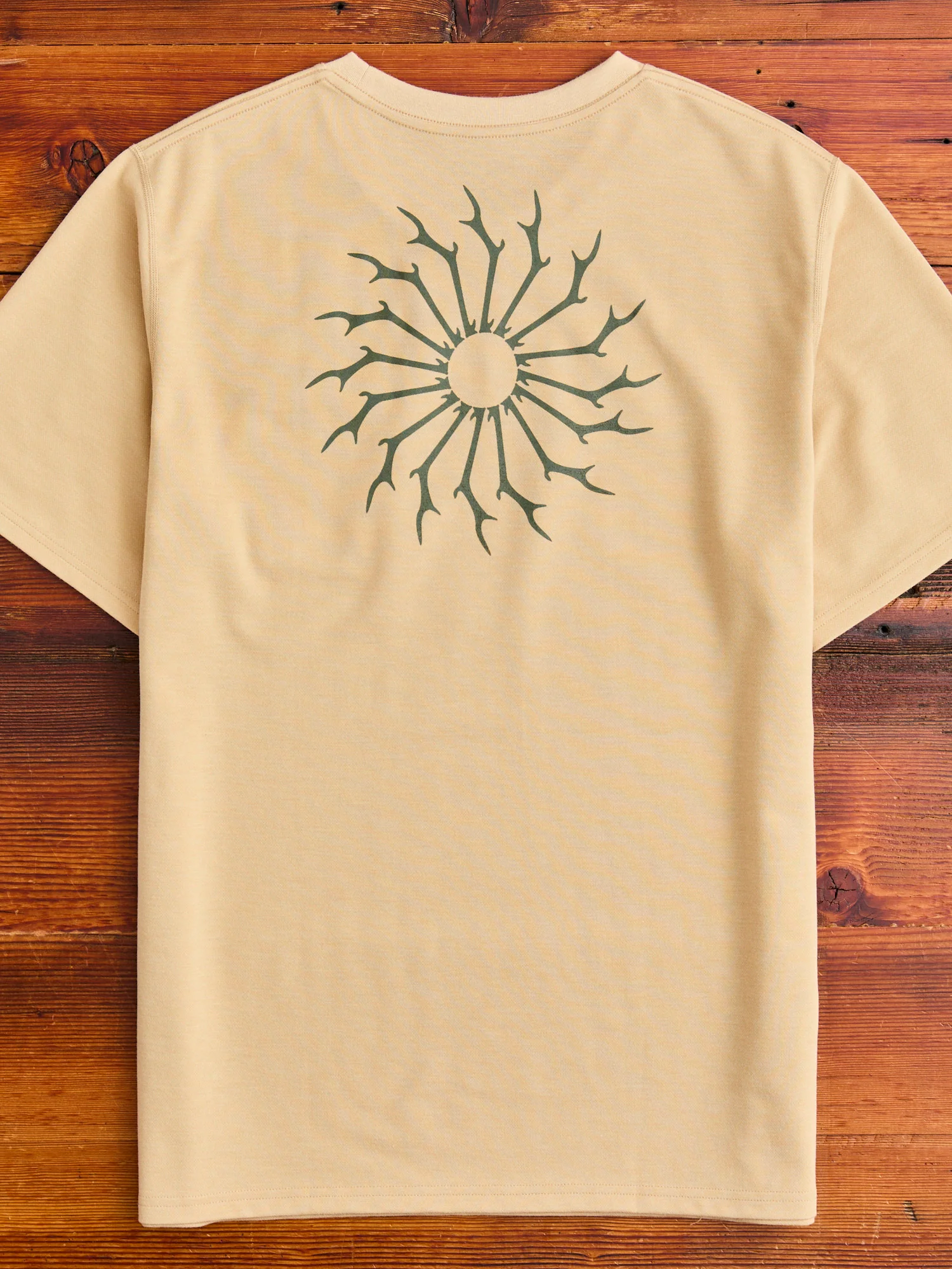 Circle Horn Round Pocket T-Shirt in Beige - Image 8