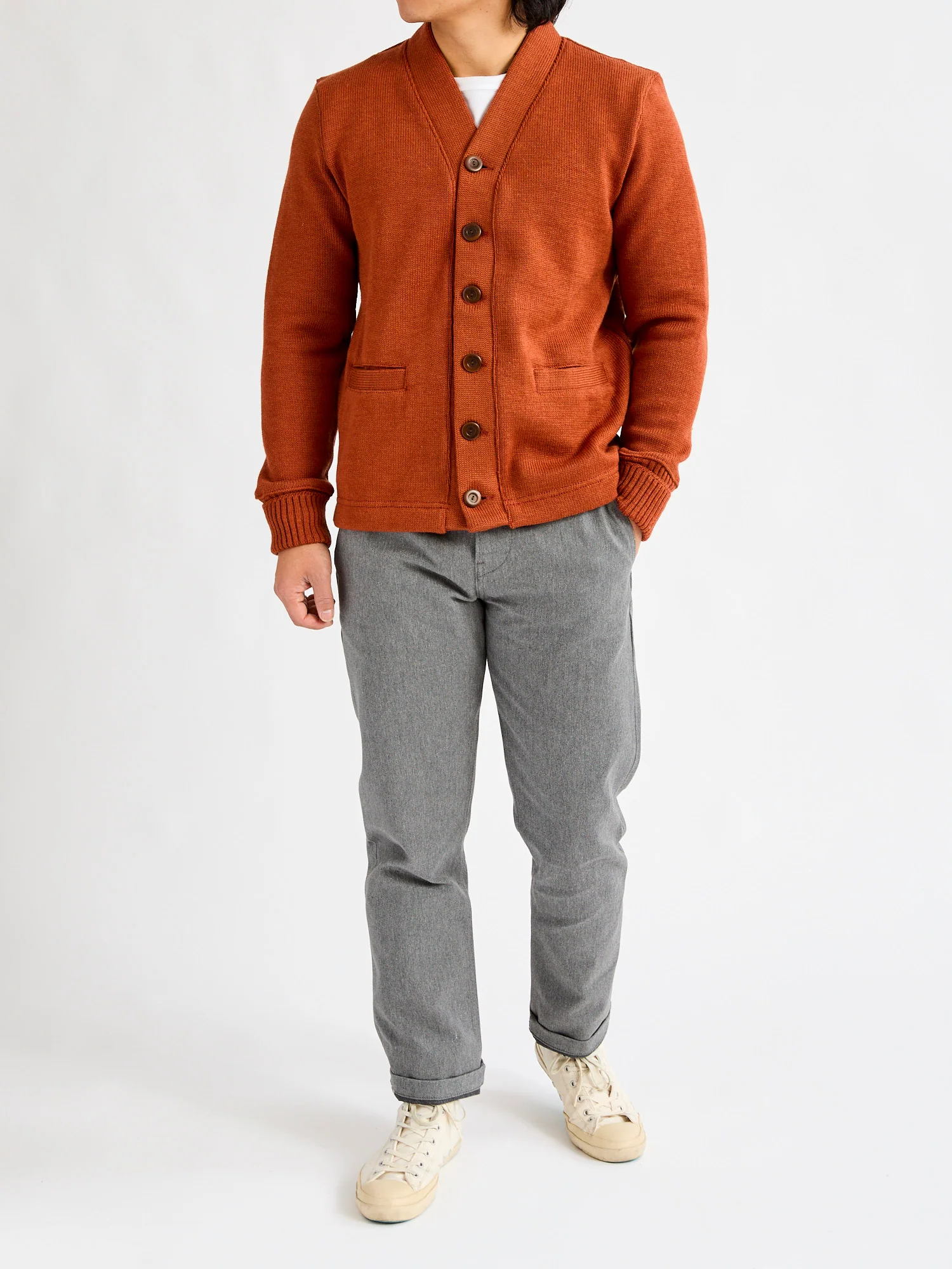 Classic Cardigan in Burnt Orange - Image 10