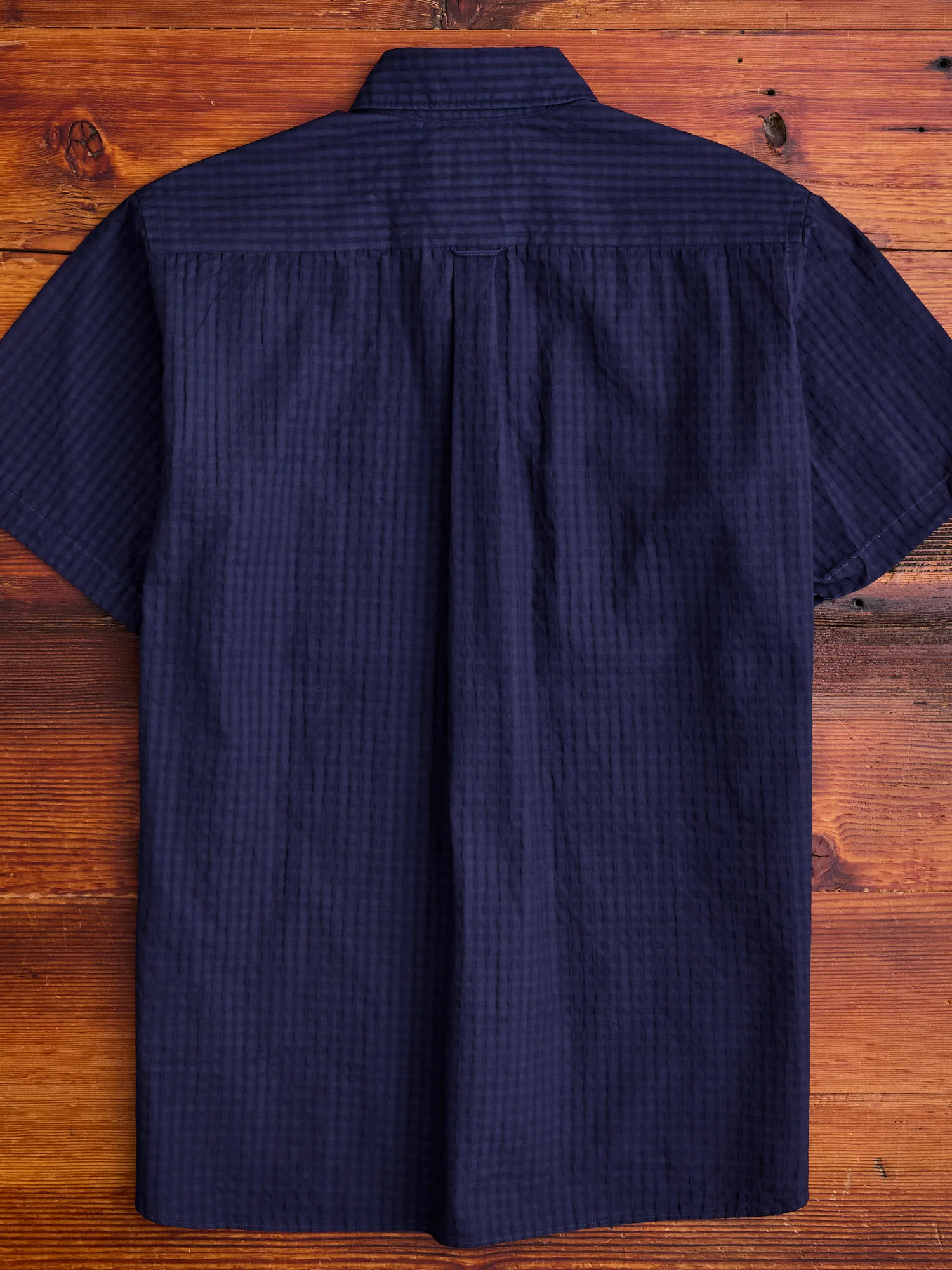 Classic Fit Short Sleeve Button-Down Shirt in Indigo Fade - Image 11