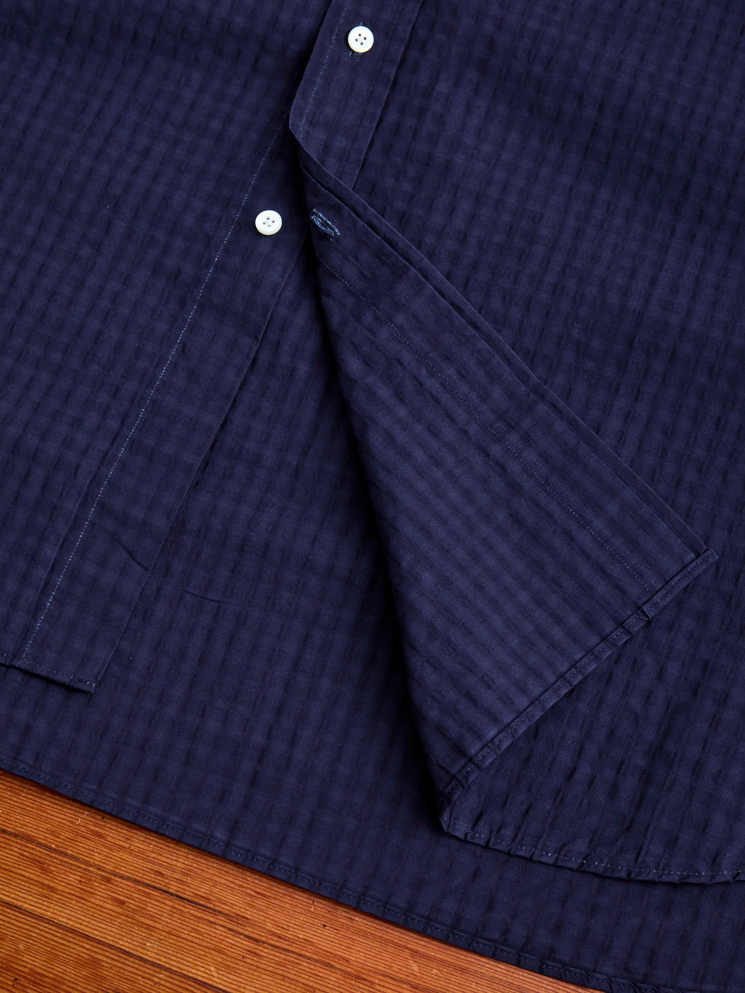Classic Fit Short Sleeve Button-Down Shirt in Indigo Fade - Image 8