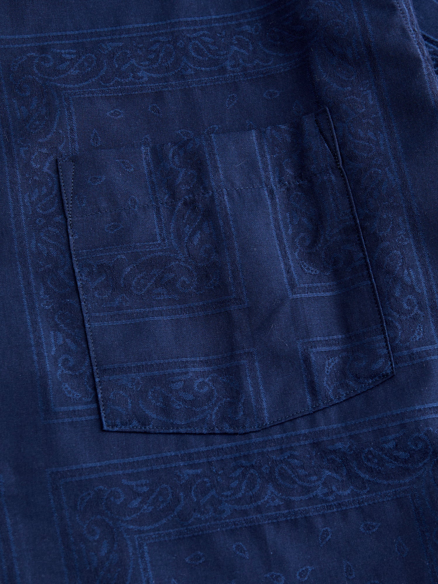Classic Paisley Button-Up Shirt in Navy - Image 5