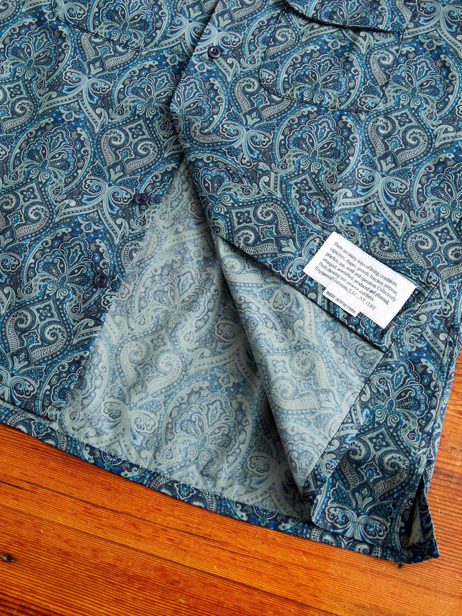 Classic Shirt in Navy Cotton Paisley Print - Image 8