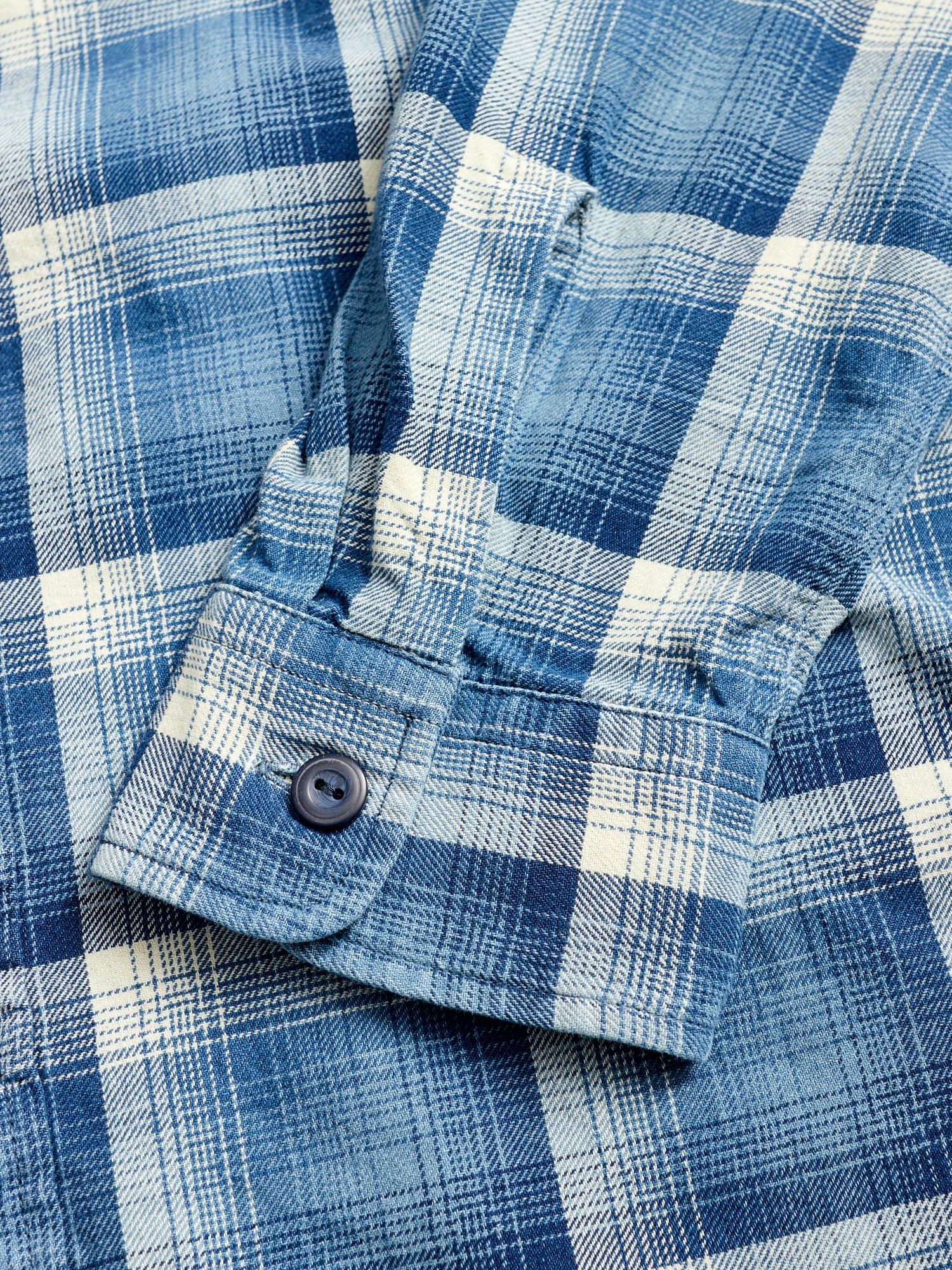 Clint Shadow Plaid Work Shirt in Indigo - Image 5
