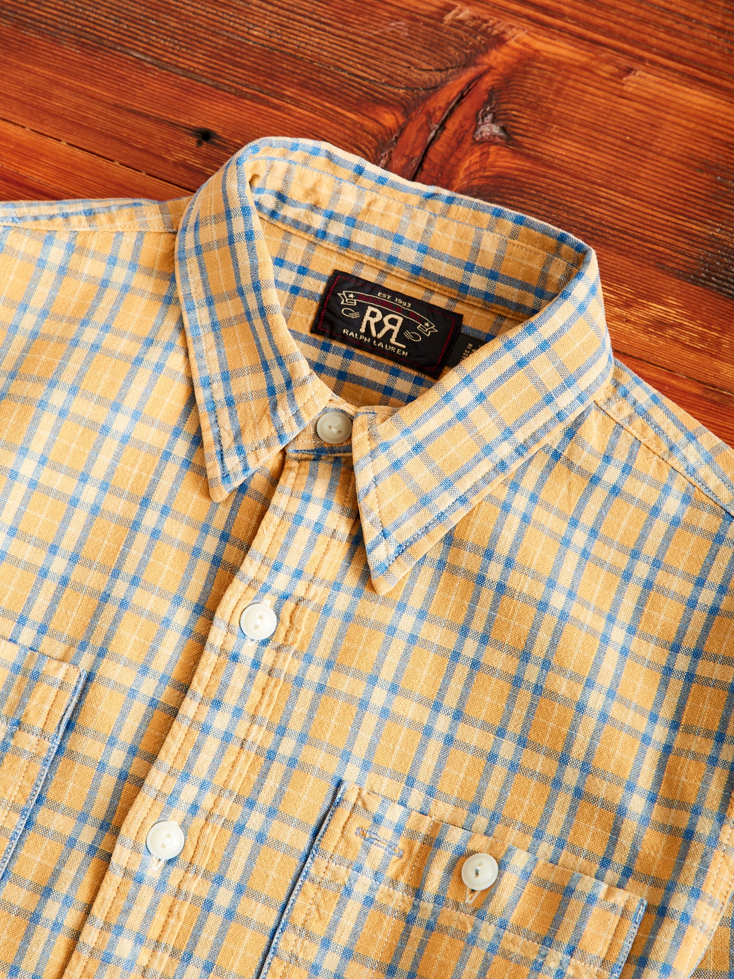 Cody Work Shirt in Tan/Indigo - Image 3
