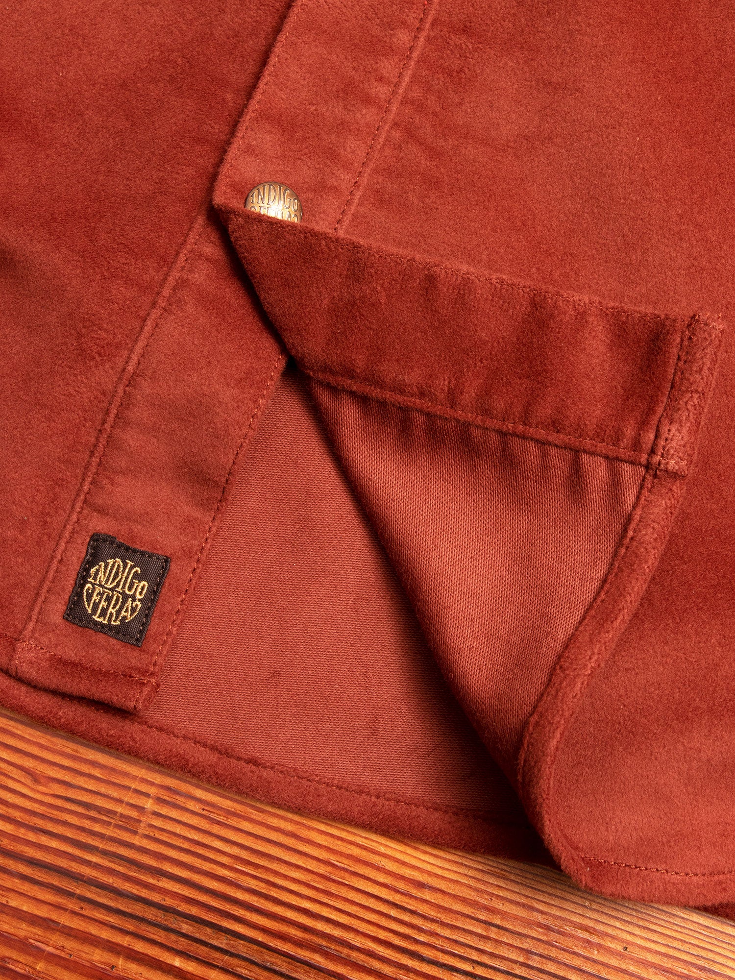 Copeland Moleskin Shirt in Rust - Image 7