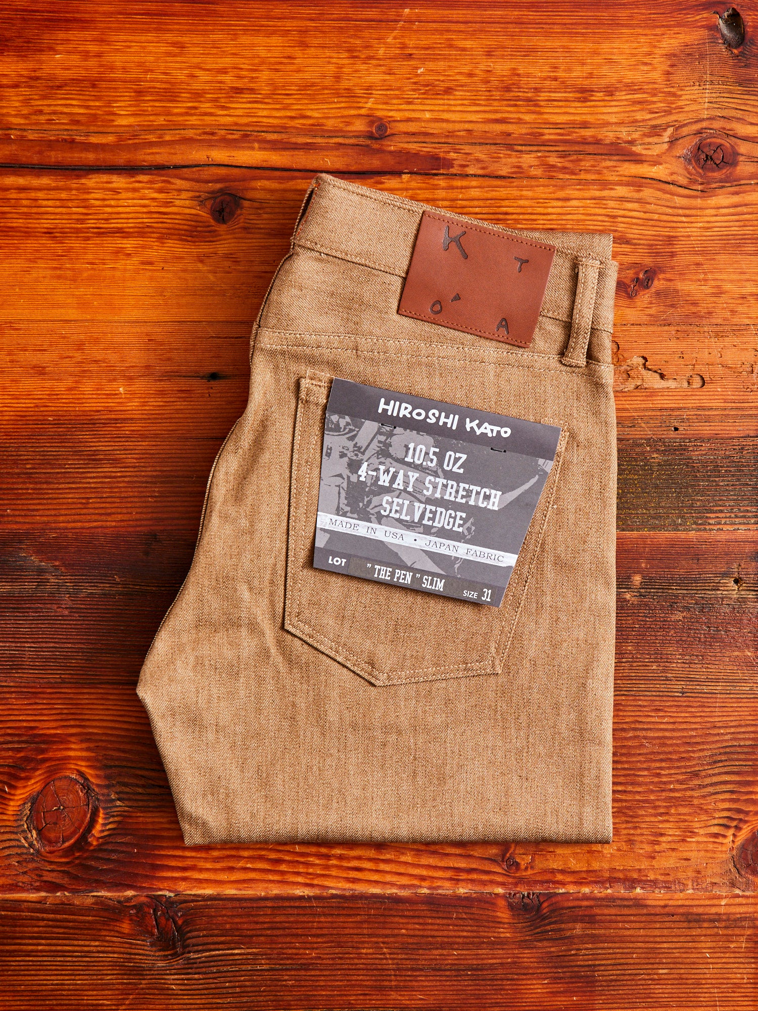 "Copper Raw" 10.5oz Stretch Selvedge Denim - Pen Slim - Image 3
