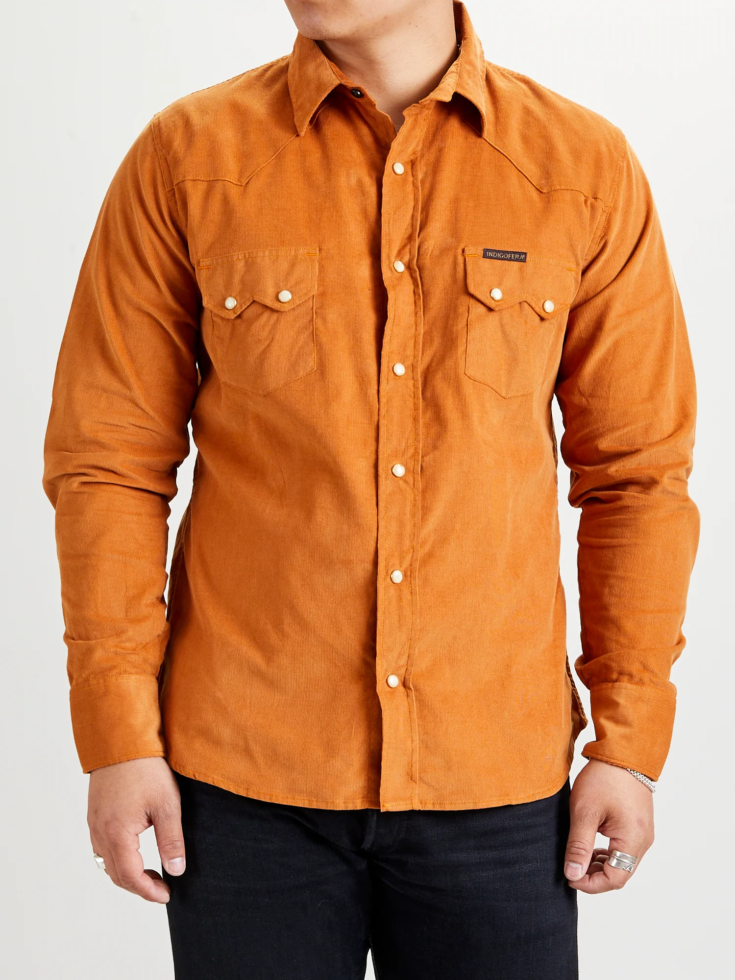 Corduroy Dollard Western Shirt in Beige - Image 2