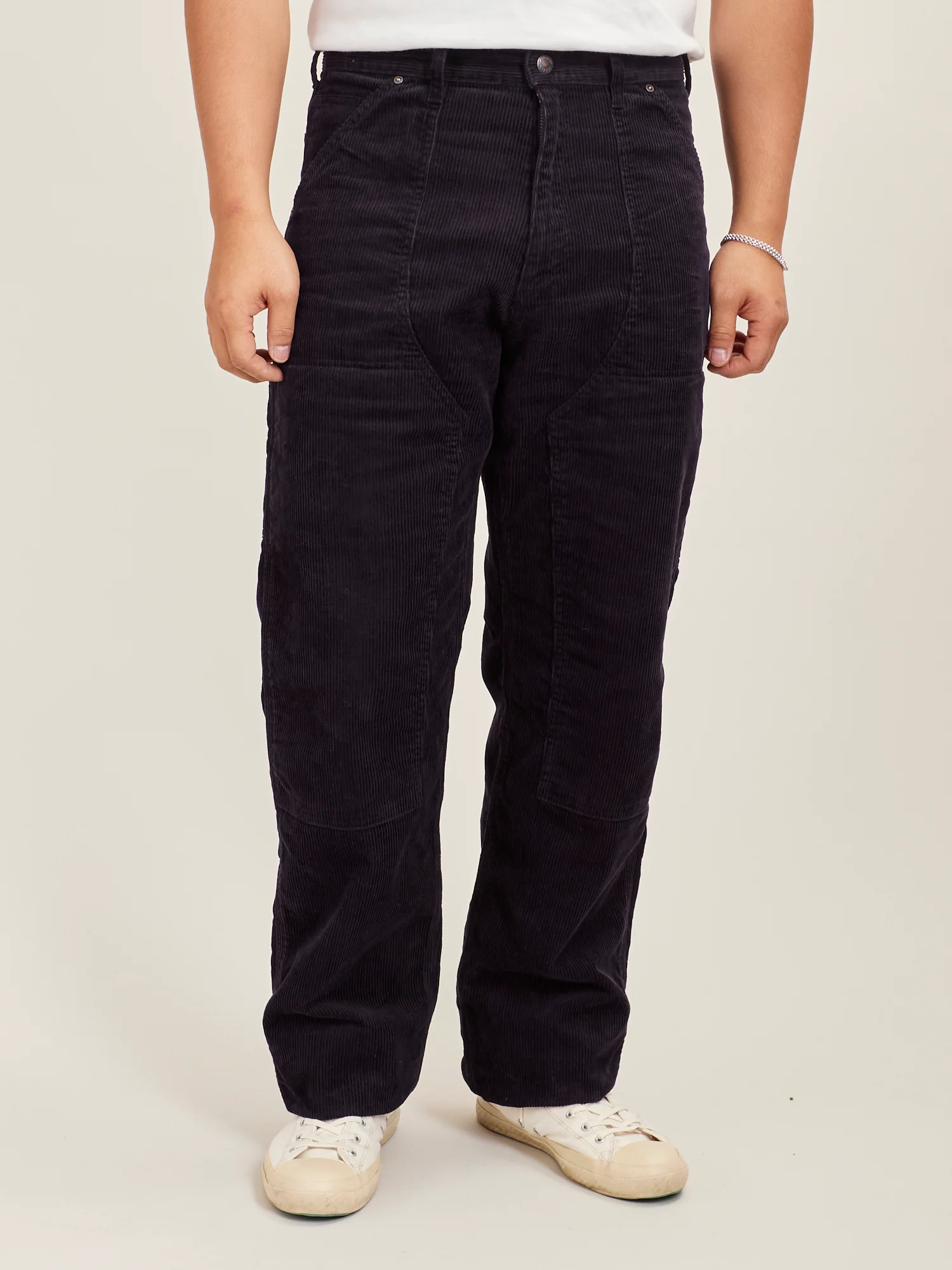 Corduroy Double Knee Work Pants in Dark Navy - Image 2