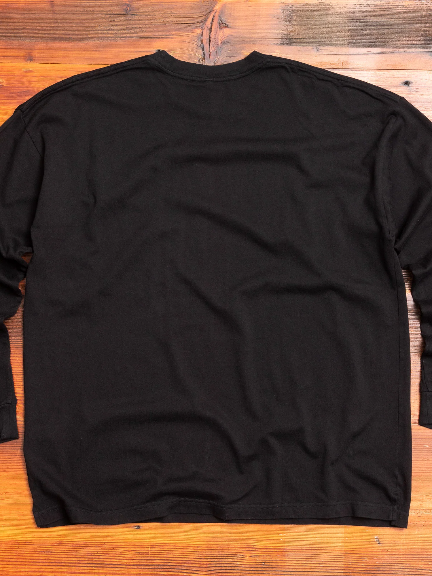 Cotton Jersey Relaxed Long Sleeve T-Shirt in Black - Image 6