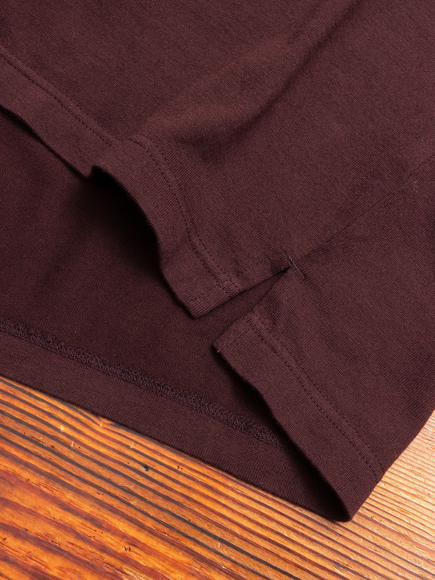 Cotton Jersey Relaxed Long Sleeve T-Shirt in Burgundy - Image 5